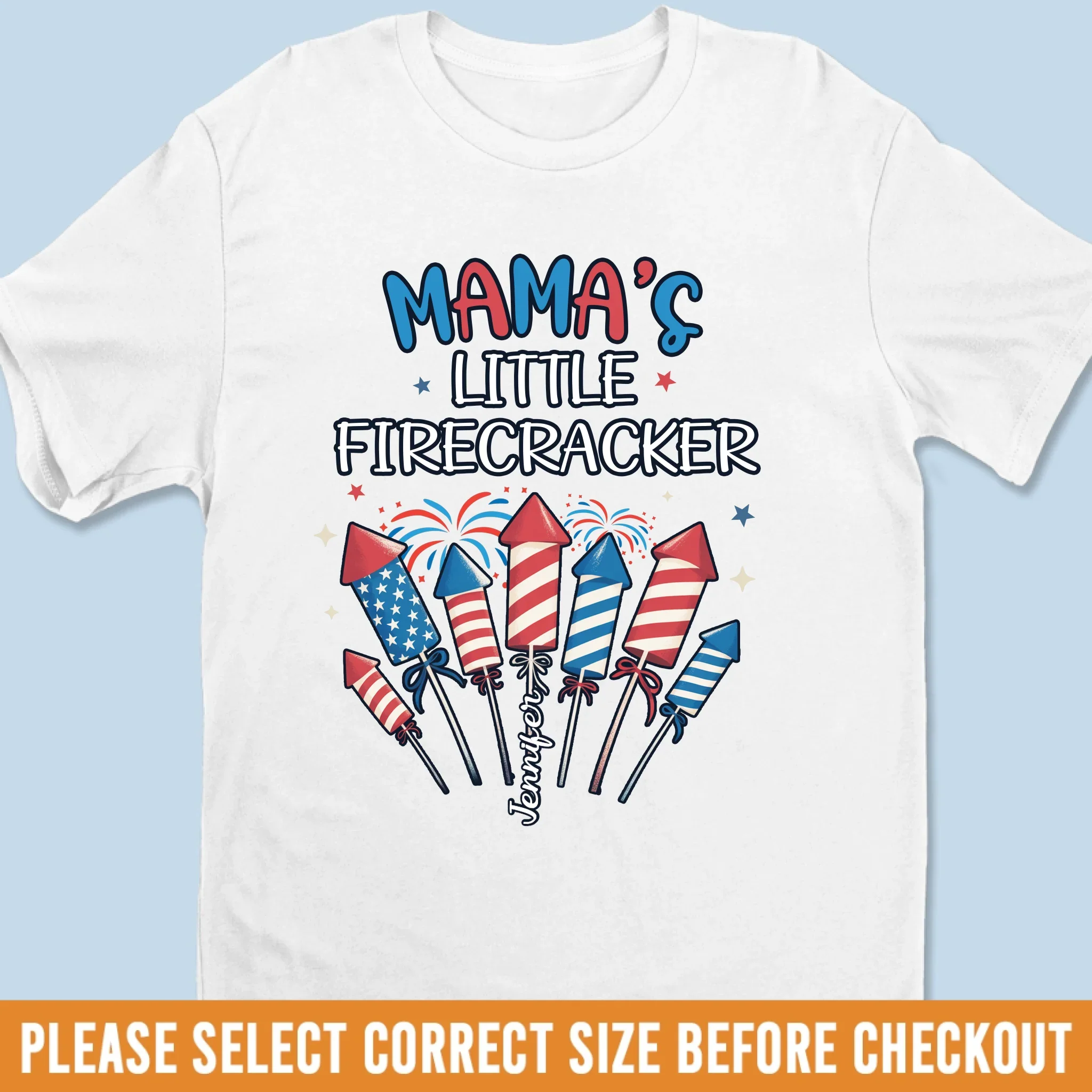 Little Firecracker Vibes - Family Personalized Custom Unisex T-shirt, Premium T-shirt, Hoodie - 4th Of July, Gift For Mom, Grandma - Image 5