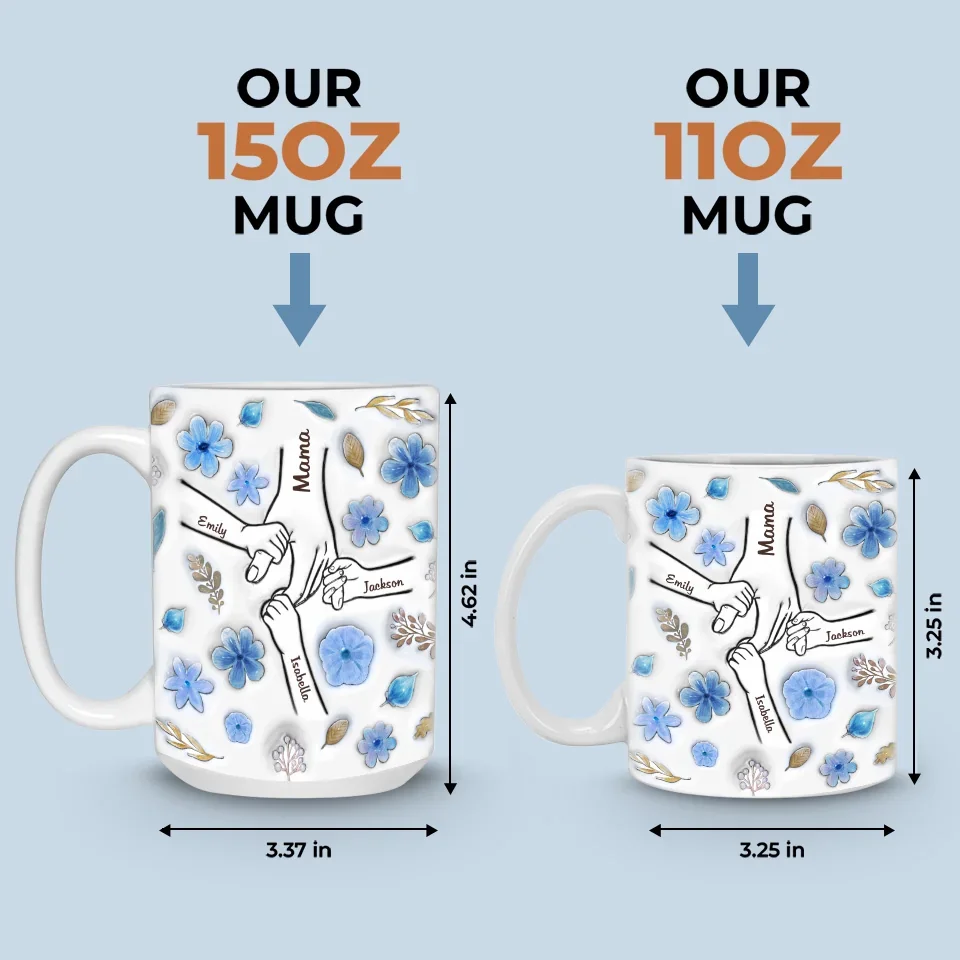 Little Hands, Big Love - Family Personalized Custom 3D Inflated Effect Printed Mug - Christmas Gift For Mom, Grandma - Image 6