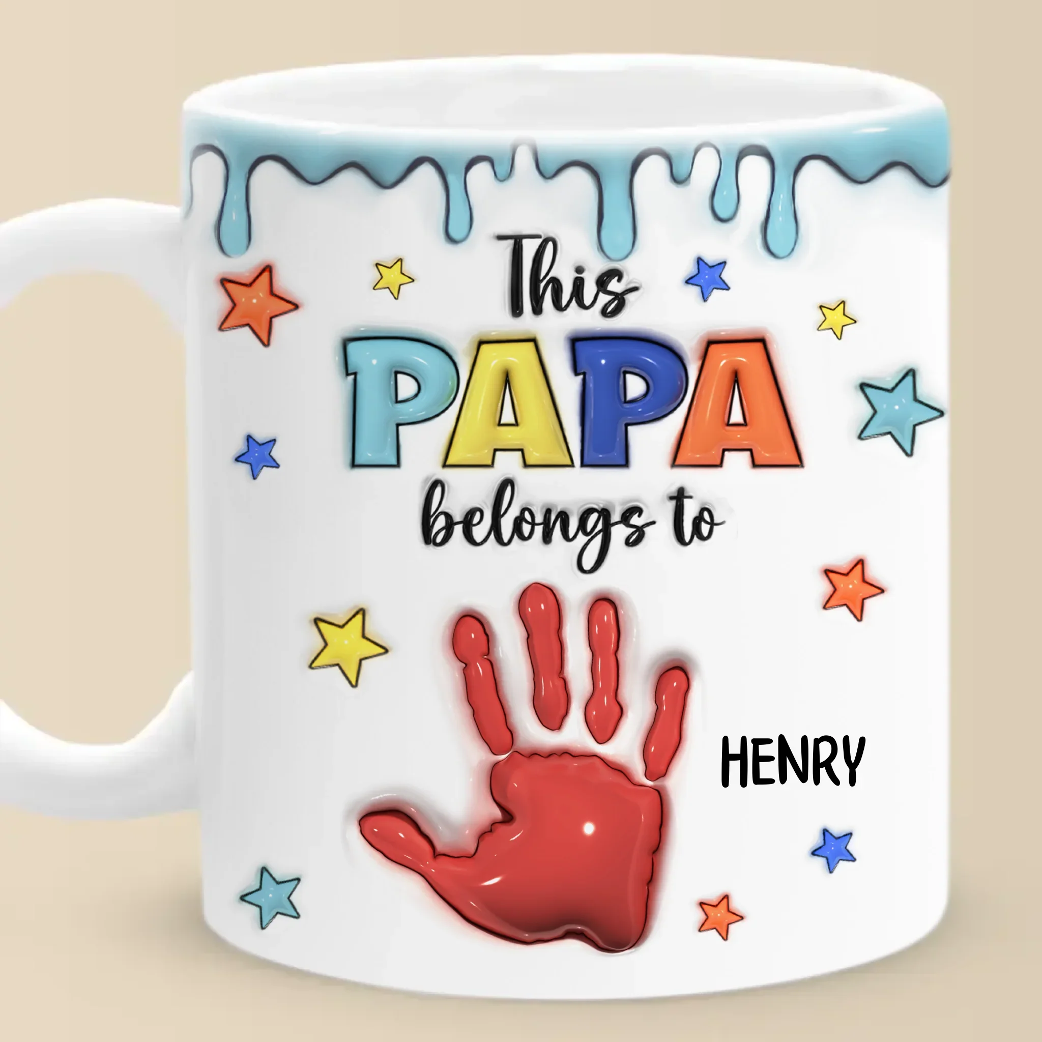 Little Hands, Big Love - Family Personalized Custom 3D Inflated Effect Printed Mug - Father's Day, Gift For Dad, Grandpa - Image 2
