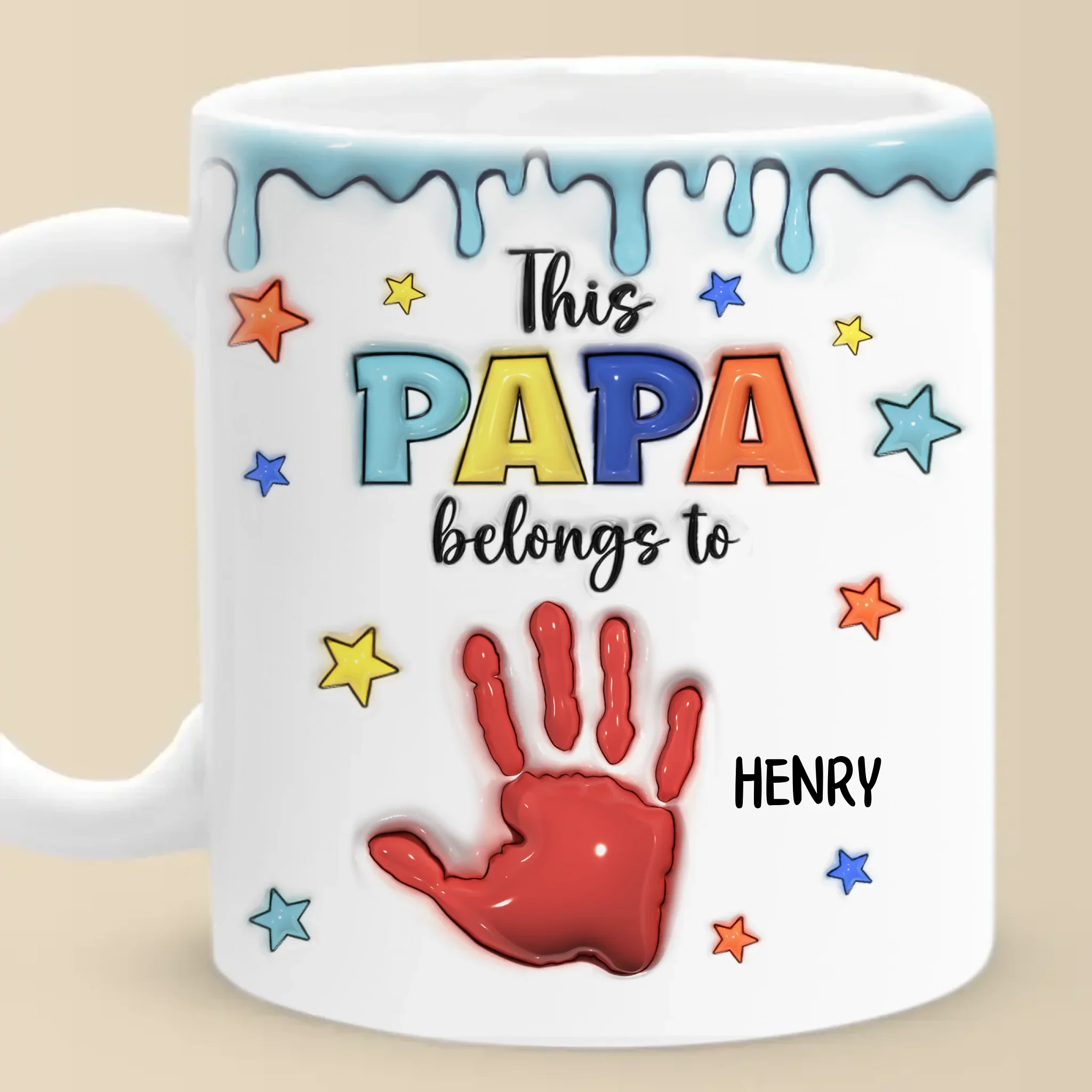Little Hands, Big Love - Family Personalized Custom 3D Inflated Effect Printed Mug - Father's Day, Gift For Dad, Grandpa - Image 3