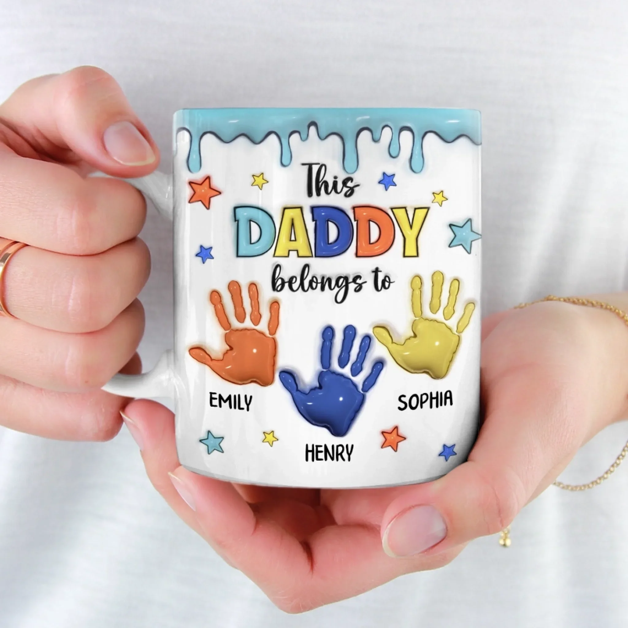 Little Hands, Big Love - Family Personalized Custom 3D Inflated Effect Printed Mug - Father's Day, Gift For Dad, Grandpa - Image 4