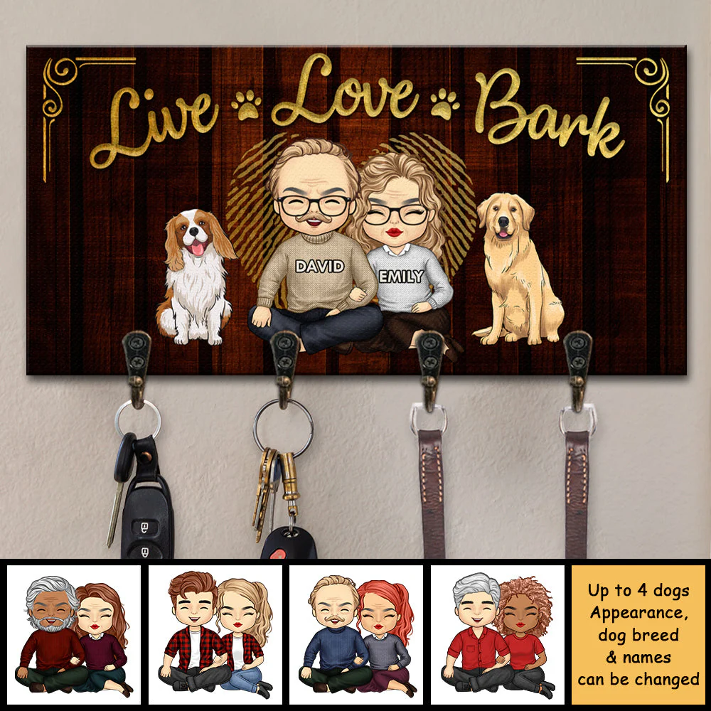 Live Love Bark - Personalized Key Hanger, Key Holder - Gift For Couples, Husband Wife - Image 3