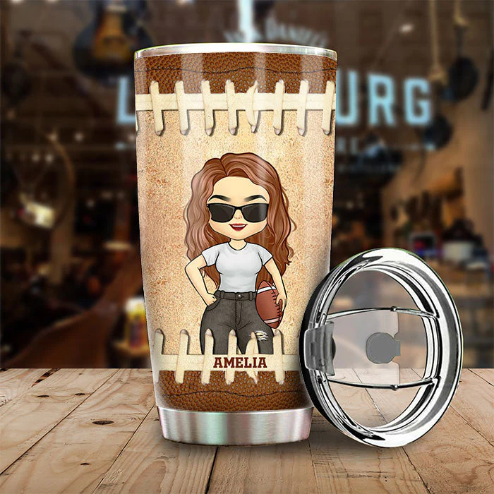 Livin' That Football Mom Life - Gift For Mom, Personalized Tumbler - Image 3