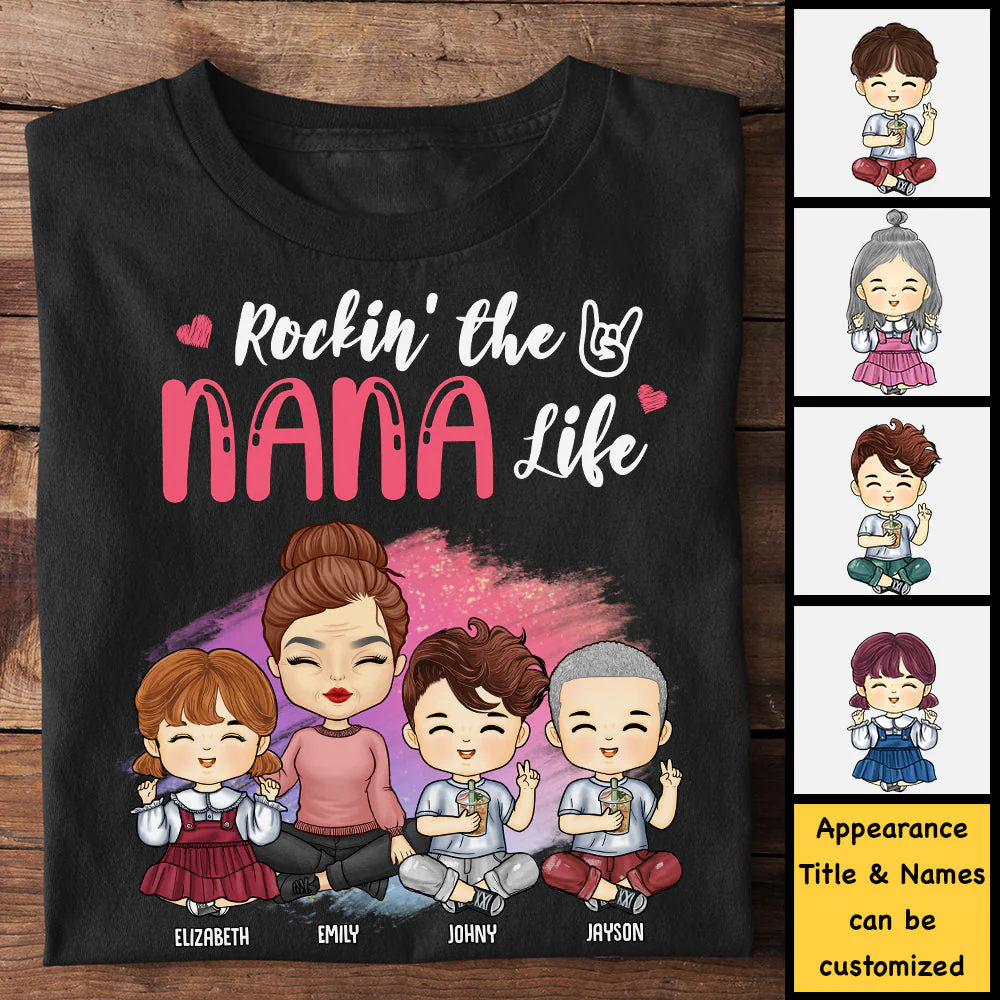 Living That Nana Mama Life - Gift For Mom, Grandma - Personalized Unisex T-Shirt, Hoodie - Image 3