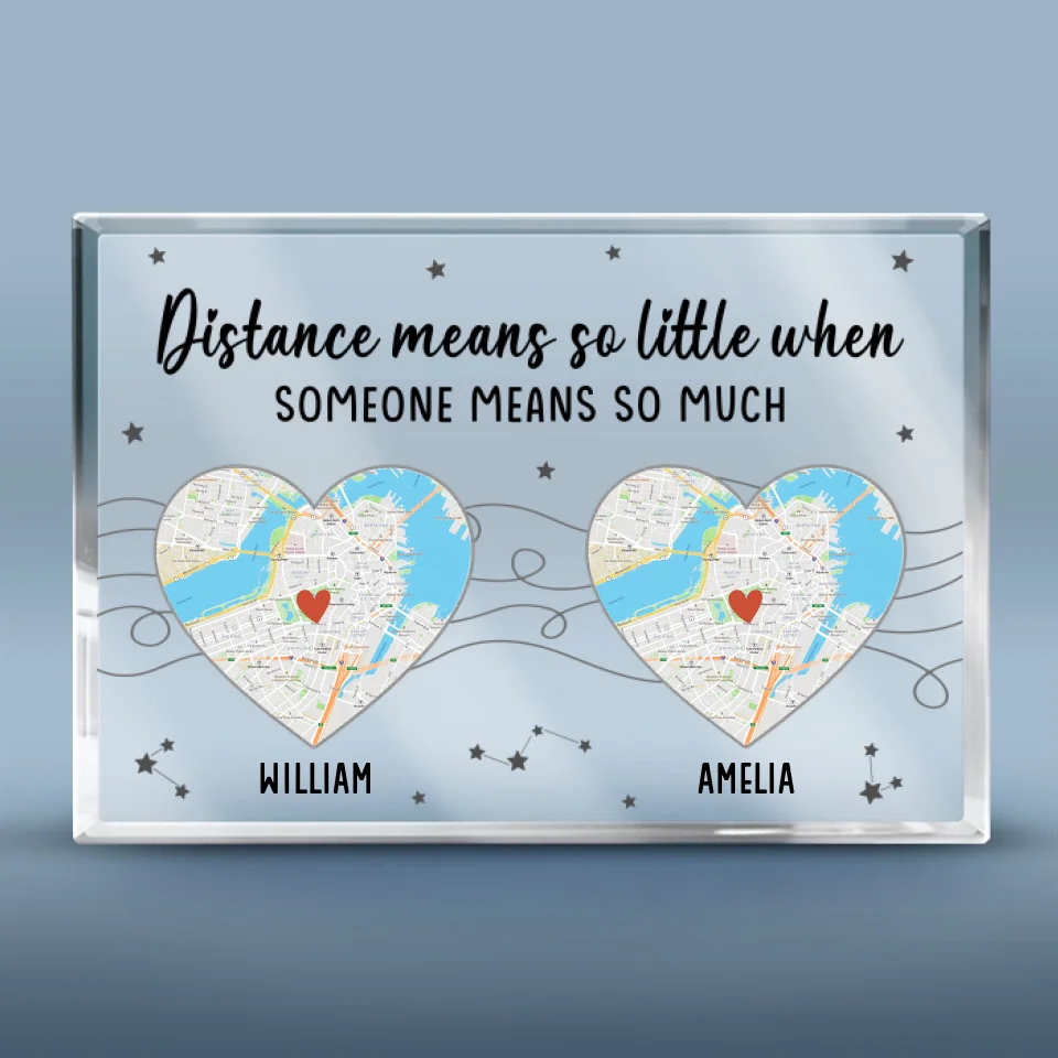 Location Map Distance Means So Little When Someone Means So Much - Couple Personalized Custom Map Rectangle Shaped Acrylic Plaque - Map Art, Gift For Husband Wife, Anniversary - Image 2