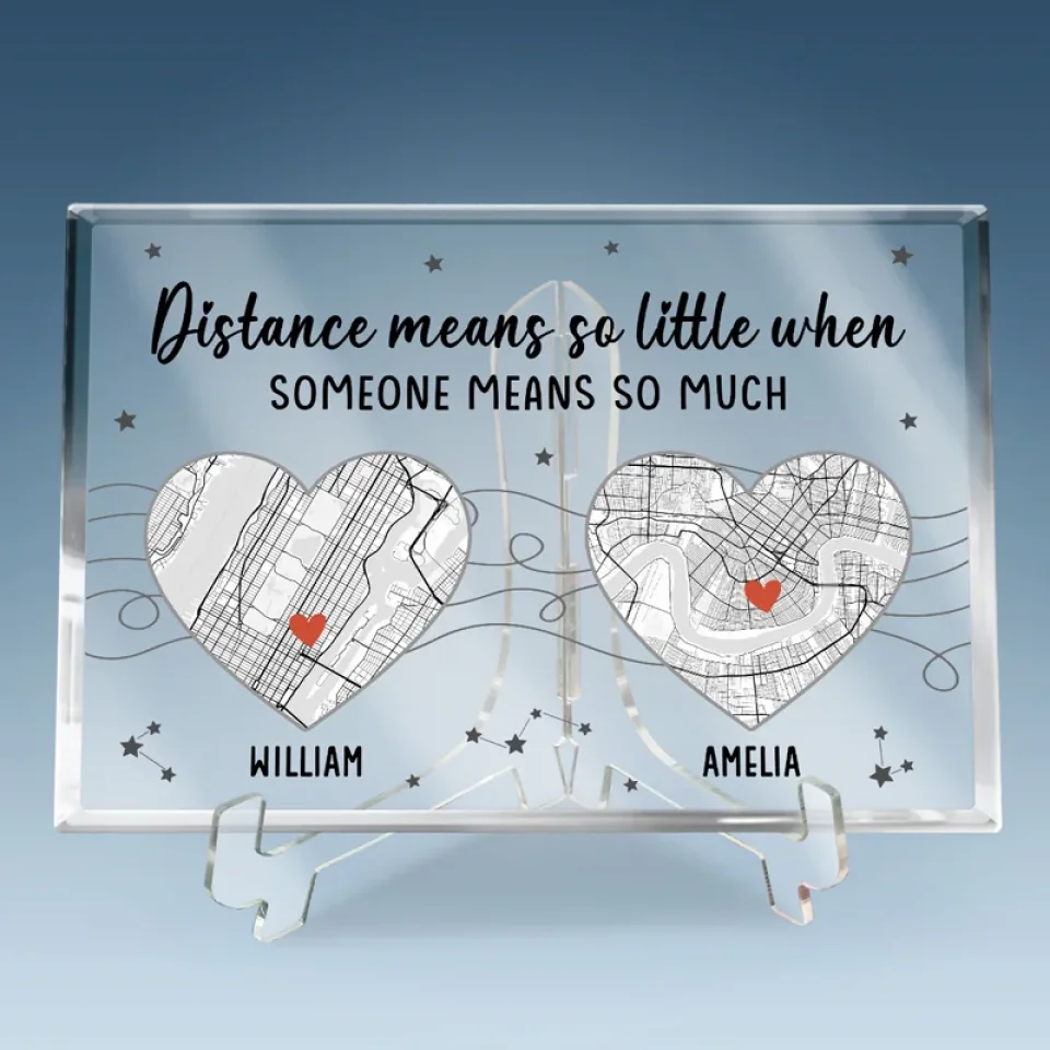 Location Map Distance Means So Little When Someone Means So Much - Couple Personalized Custom Map Rectangle Shaped Acrylic Plaque - Map Art, Gift For Husband Wife, Anniversary - Image 3