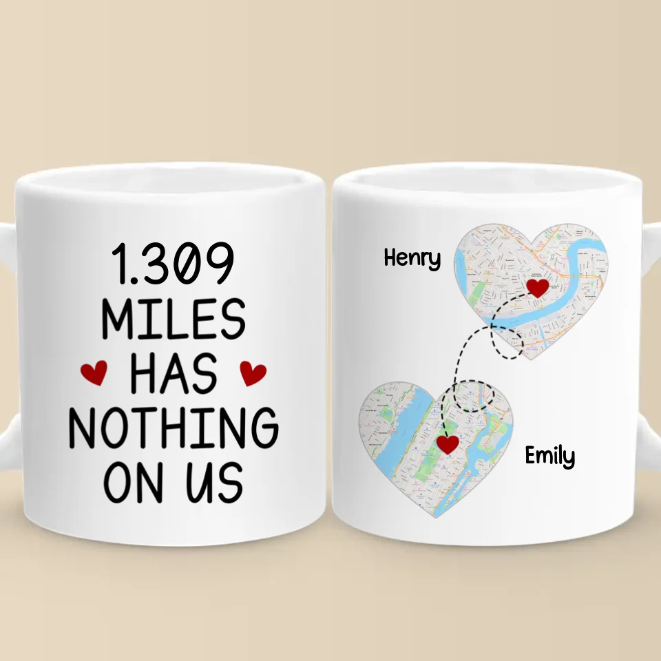 Location Map I Exist In Two Places, Here And Where You Are - Couple Personalized Custom Map Mug - Map Art, Christmas Gift For Husband Wife, Anniversary - Image 2