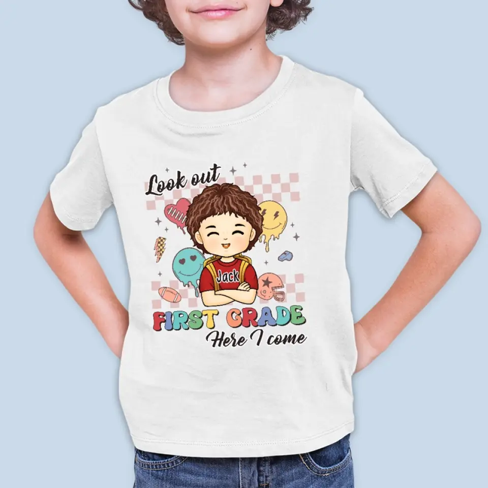 Look Out! Third Grade Here I Come - Personalized Custom Kid T-shirt - Back To School Gift For Kid - Image 3
