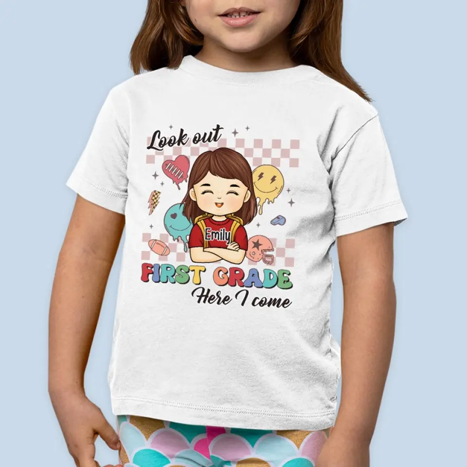 Look Out! Third Grade Here I Come - Personalized Custom Kid T-shirt - Back To School Gift For Kid - Image 4