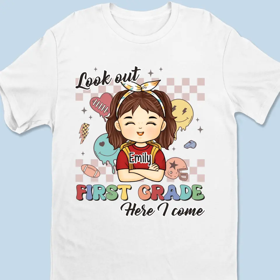 Look Out! Third Grade Here I Come - Personalized Custom Kid T-shirt - Back To School Gift For Kid - Image 5