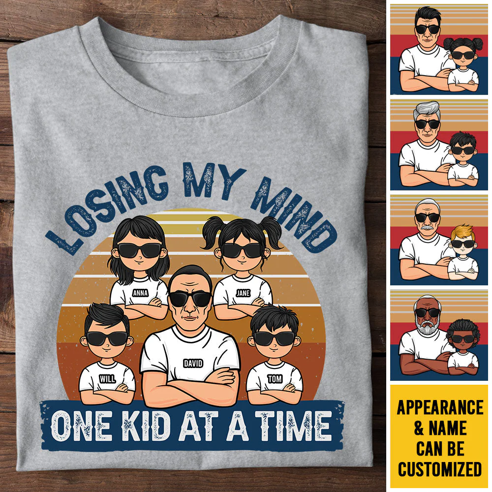 Losing My Mind One Kid At A Time - Personalized Unisex T-shirt, Hoodie - Gift For Dad - Image 3