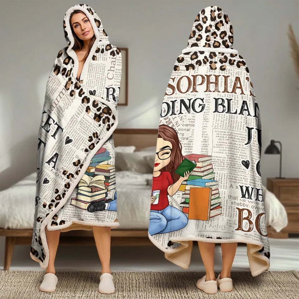 Lost In A Good Book - Personalized Custom Snuggle Blanket, Hoodie Blanket - Christmas Gift For Book Lovers - Image 4
