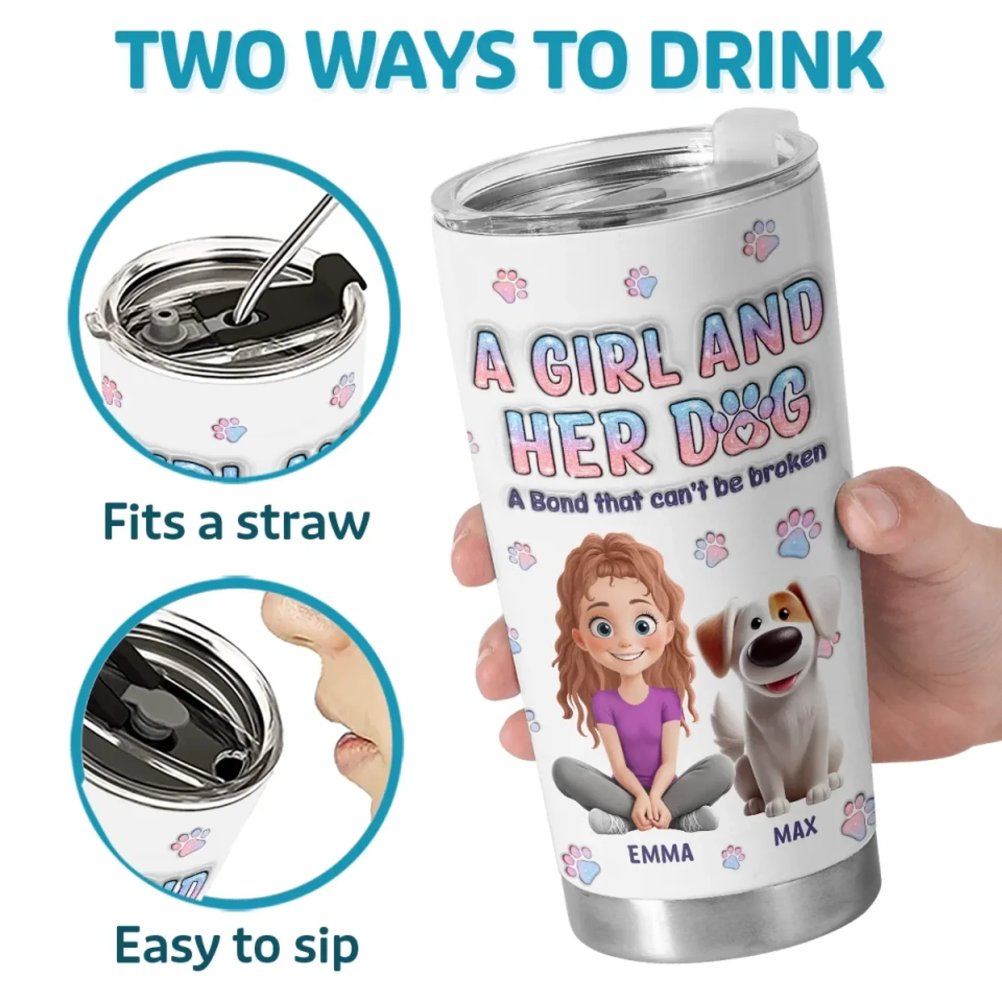 Love And Loyalty In Every Wag - Dog Personalized Custom 3D Inflated Effect Printed Tumbler - Gift For Pet Owners, Pet Lovers - Image 4