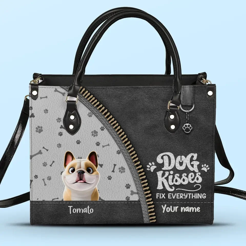 Love At First Wag - Dog Personalized Custom Leather Handbag - Gift For Pet Owners, Pet Lovers - Image 2