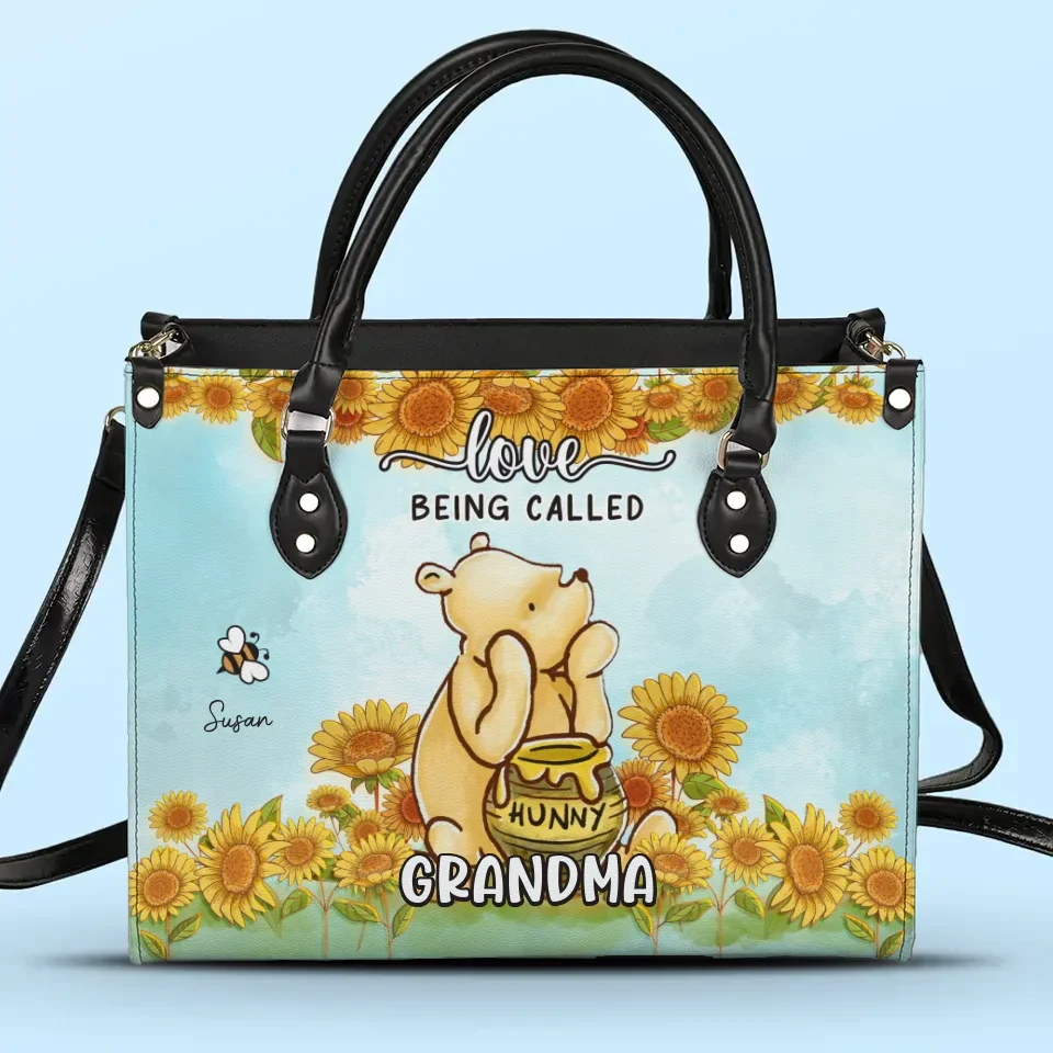 Love Being Called Granny - Family Personalized Custom Leather Handbag - Gift For Mom, Grandma - Image 2