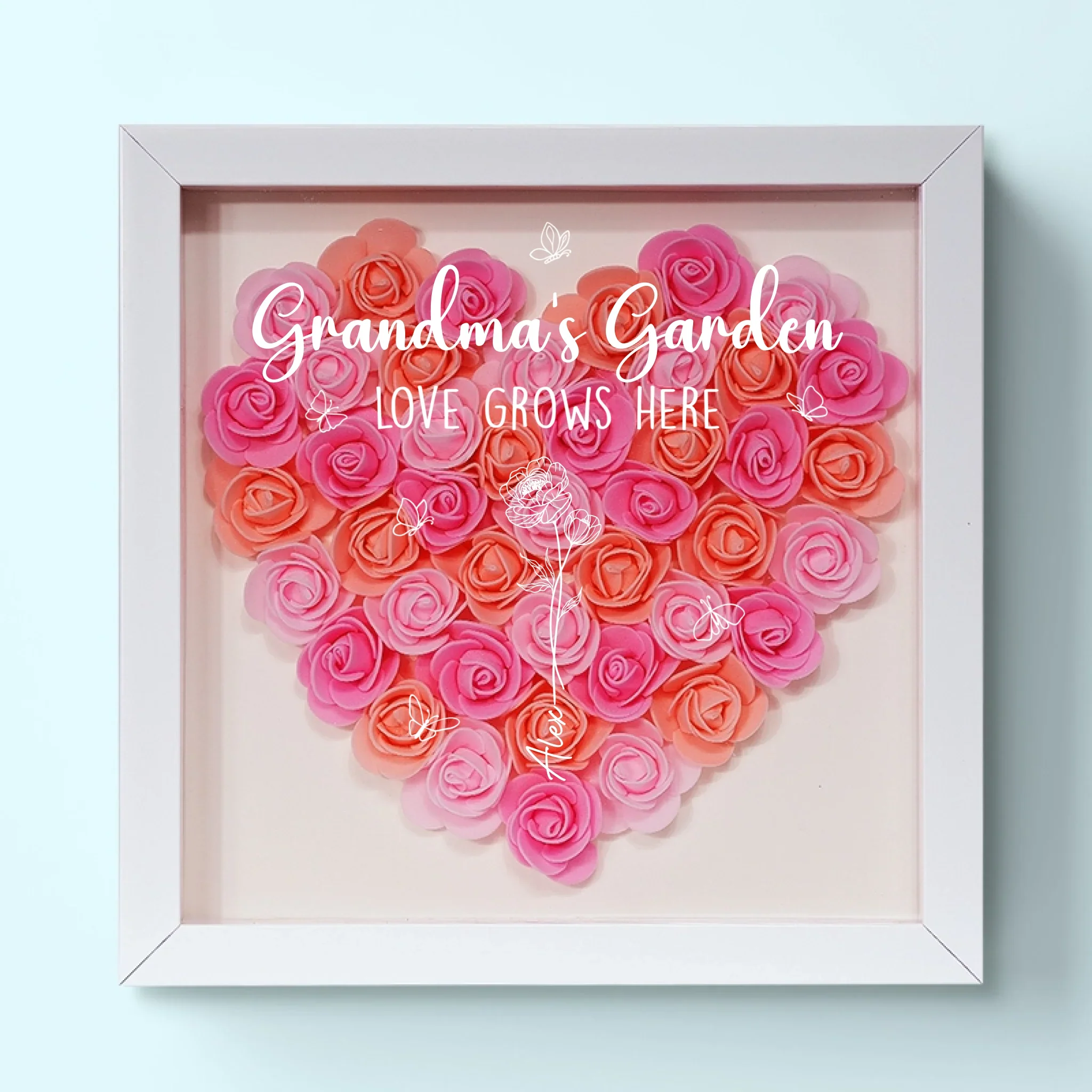 Love Blooms With You - Family Personalized Custom Flower Shadow Box - Mother's Day, Gift For Mom, Grandma - Image 7