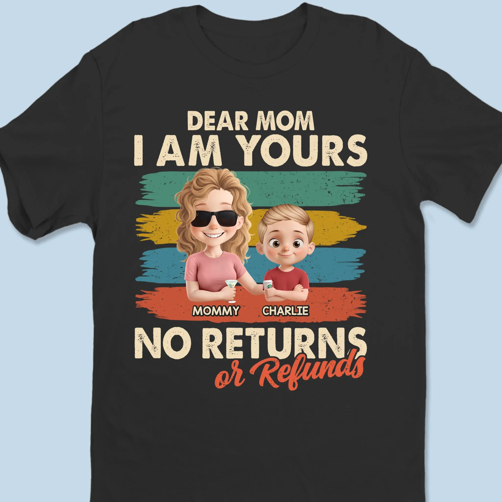 Love Doesn’t Need A Refund Button - Family Personalized Custom Unisex T-shirt, Premium T-shirt, Hoodie - Mother's Day, Gift For Mom - Image 2