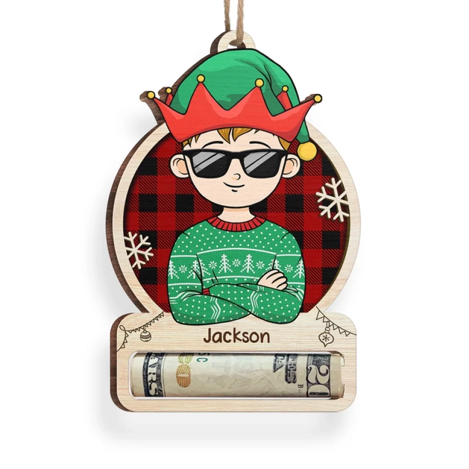 Love Grows Best In A Happy Family - Family Personalized Custom Ornament, Money Holder - Wood Custom Shaped -  Christmas Gift For Family Members - Image 3