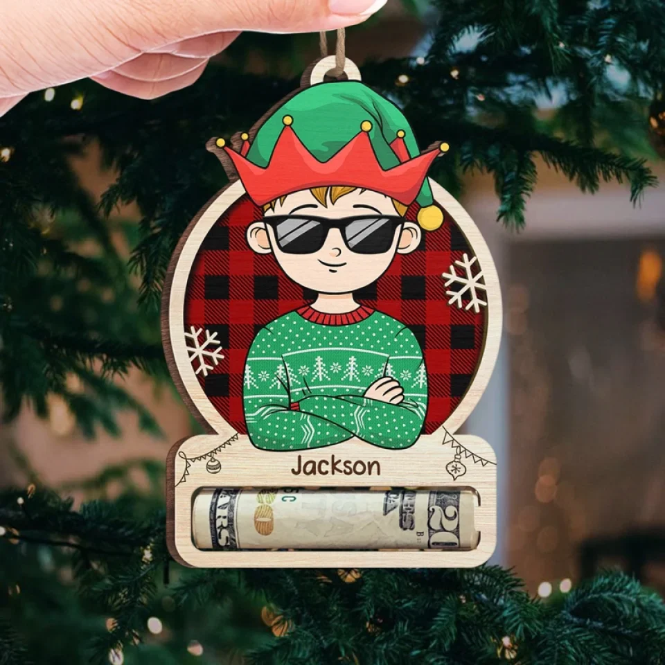 Love Grows Best In A Happy Family - Family Personalized Custom Ornament, Money Holder - Wood Custom Shaped -  Christmas Gift For Family Members - Image 4