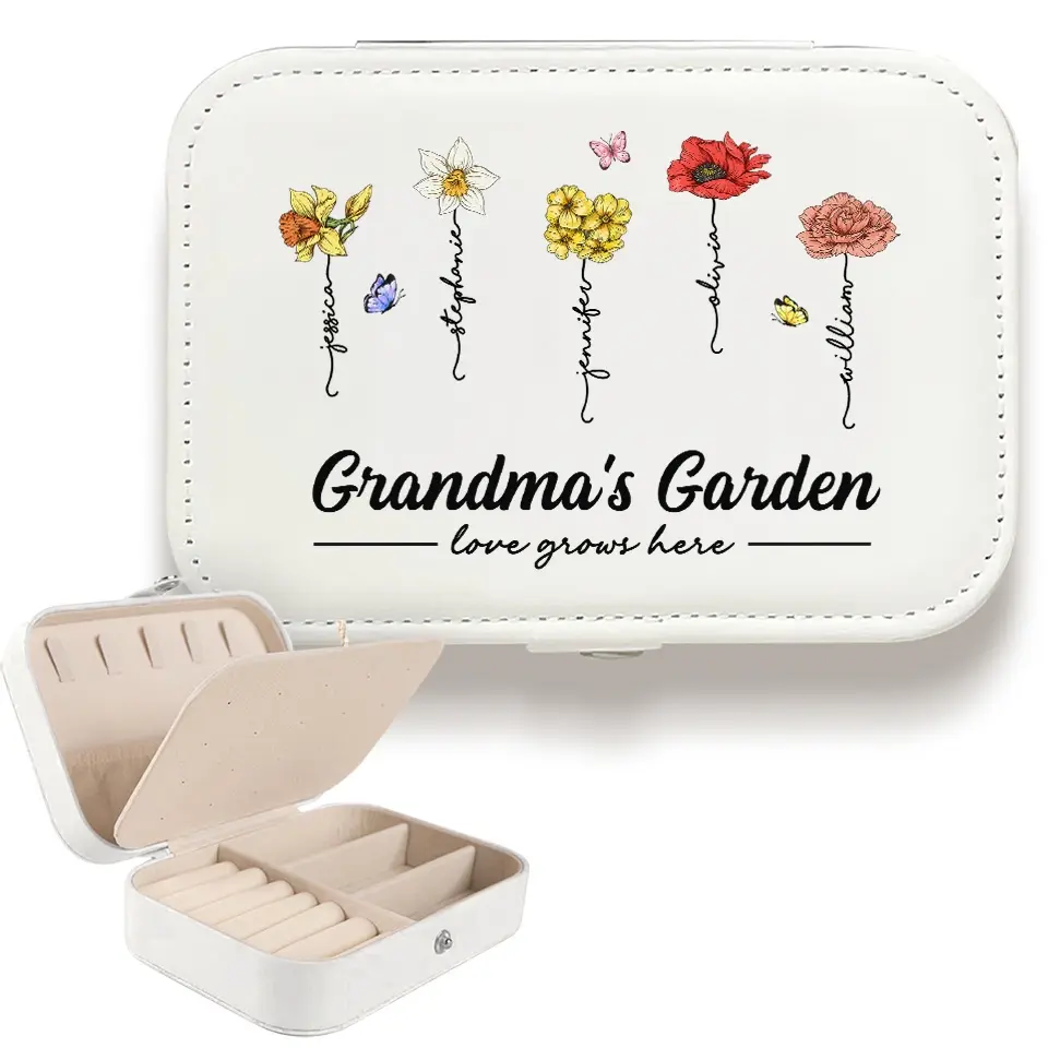 Love Grows Here - Family Personalized Custom Jewelry Case - Gift For Mom, Grandma - Image 5