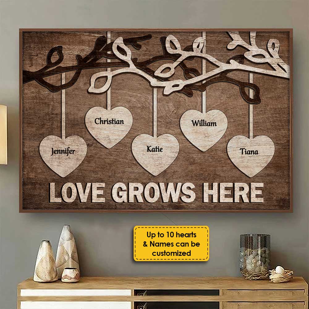 Love Grows Here - Personalized Horizontal Poster - Gift For Grandparents - Image 4