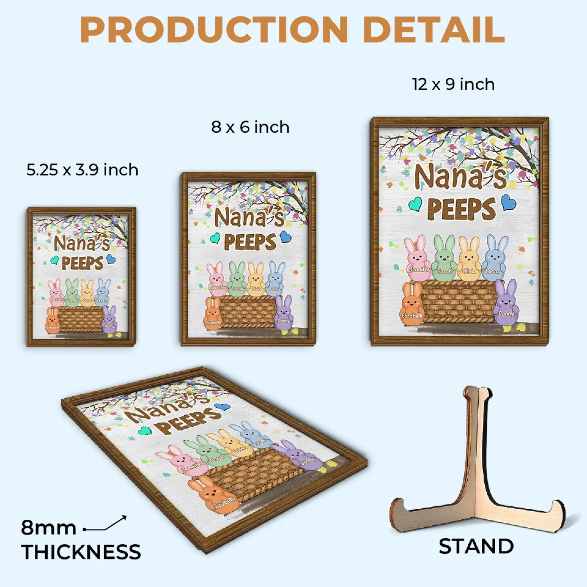 Love Grows In Grandma’s Arms - Family Personalized Custom 2-Layered Wooden Plaque With Stand - Easter Gift For Mom, Grandma - Image 6