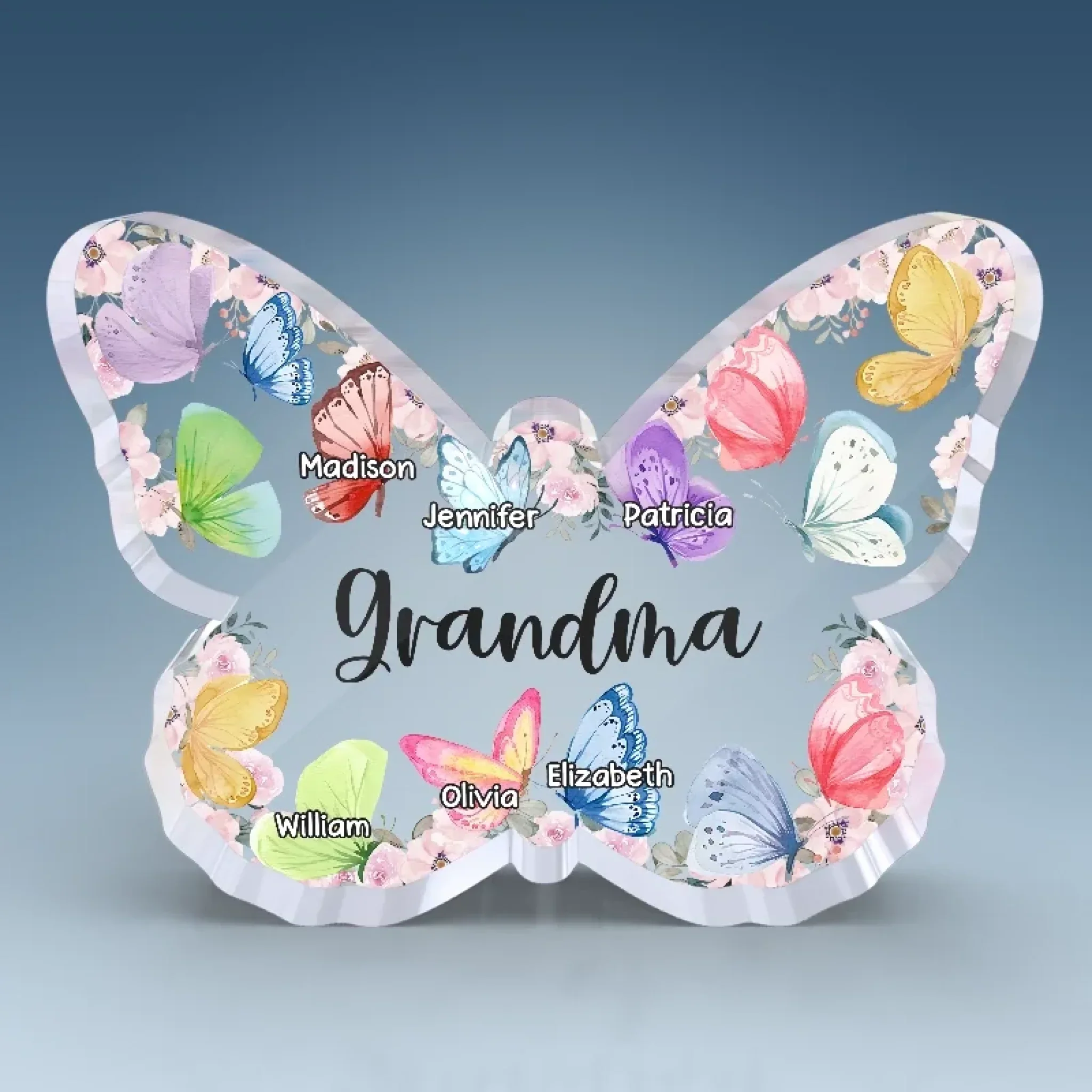 Love Grows Wings In A Grandma’s Heart - Family Personalized Custom Butterfly Shaped Acrylic Plaque - Mother's Day, Gift For Mom, Grandma - Image 5