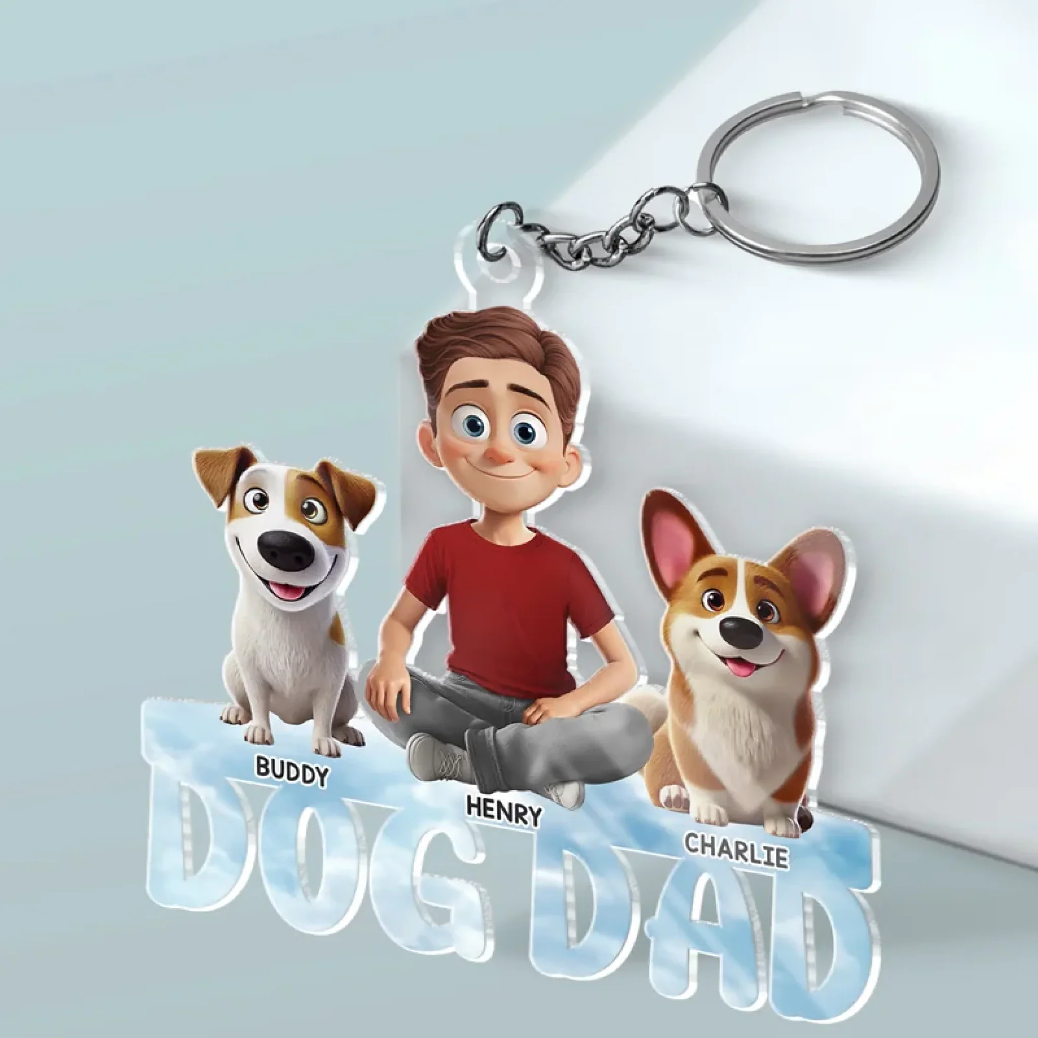 Love Is A Wagging Tail - Dog & Cat Personalized Custom Shaped Acrylic Keychain - Gift For Pet Owners, Pet Lovers - Image 3