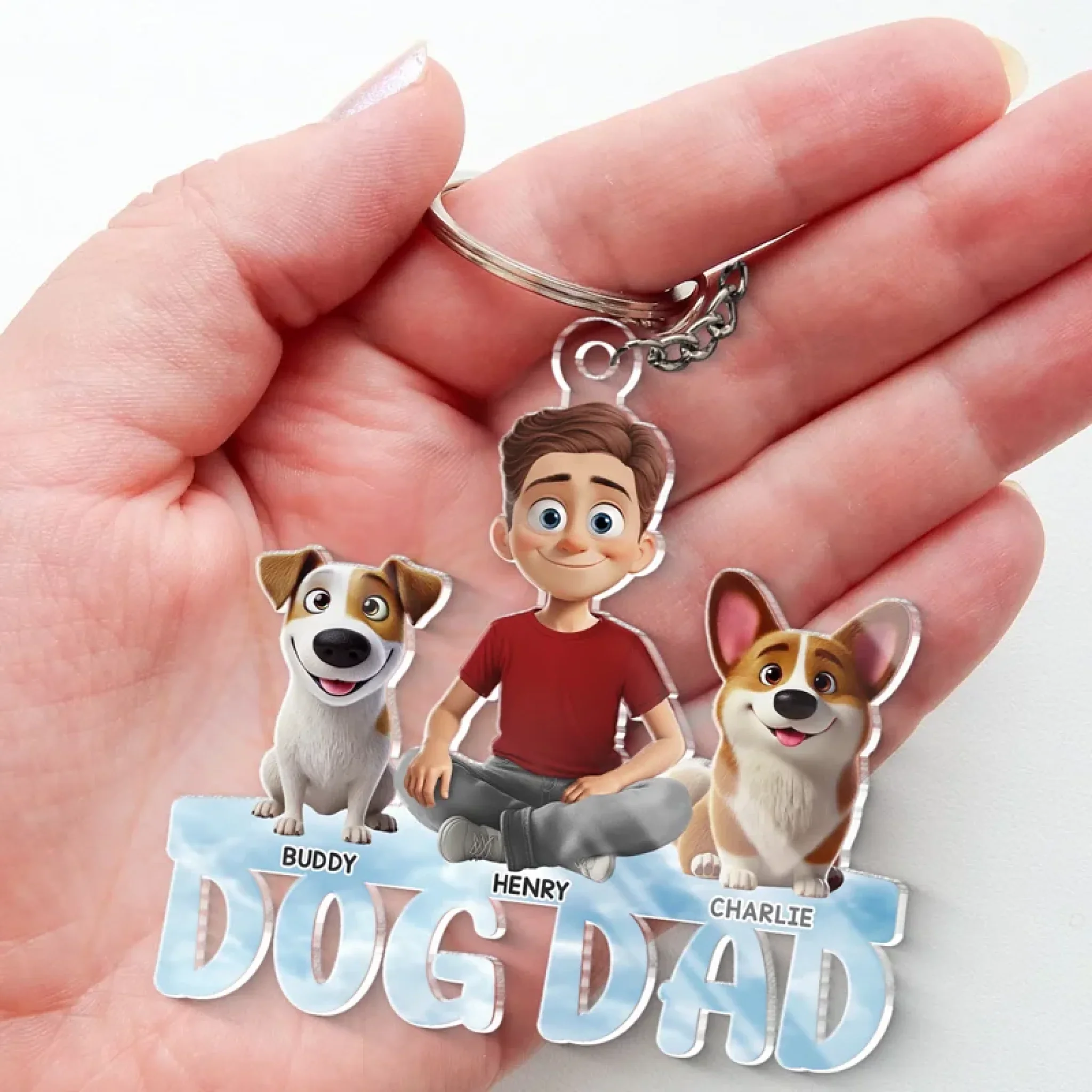 Love Is A Wagging Tail - Dog & Cat Personalized Custom Shaped Acrylic Keychain - Gift For Pet Owners, Pet Lovers - Image 4