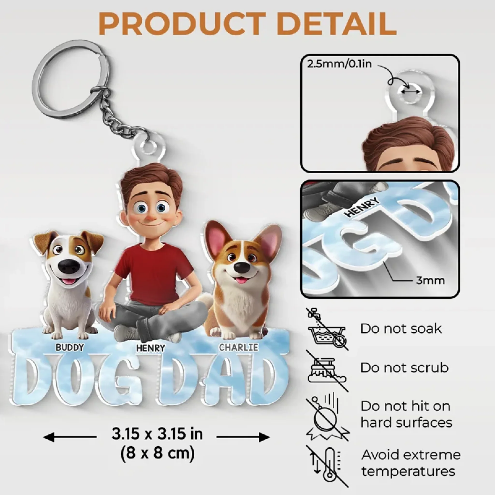Love Is A Wagging Tail - Dog & Cat Personalized Custom Shaped Acrylic Keychain - Gift For Pet Owners, Pet Lovers - Image 5