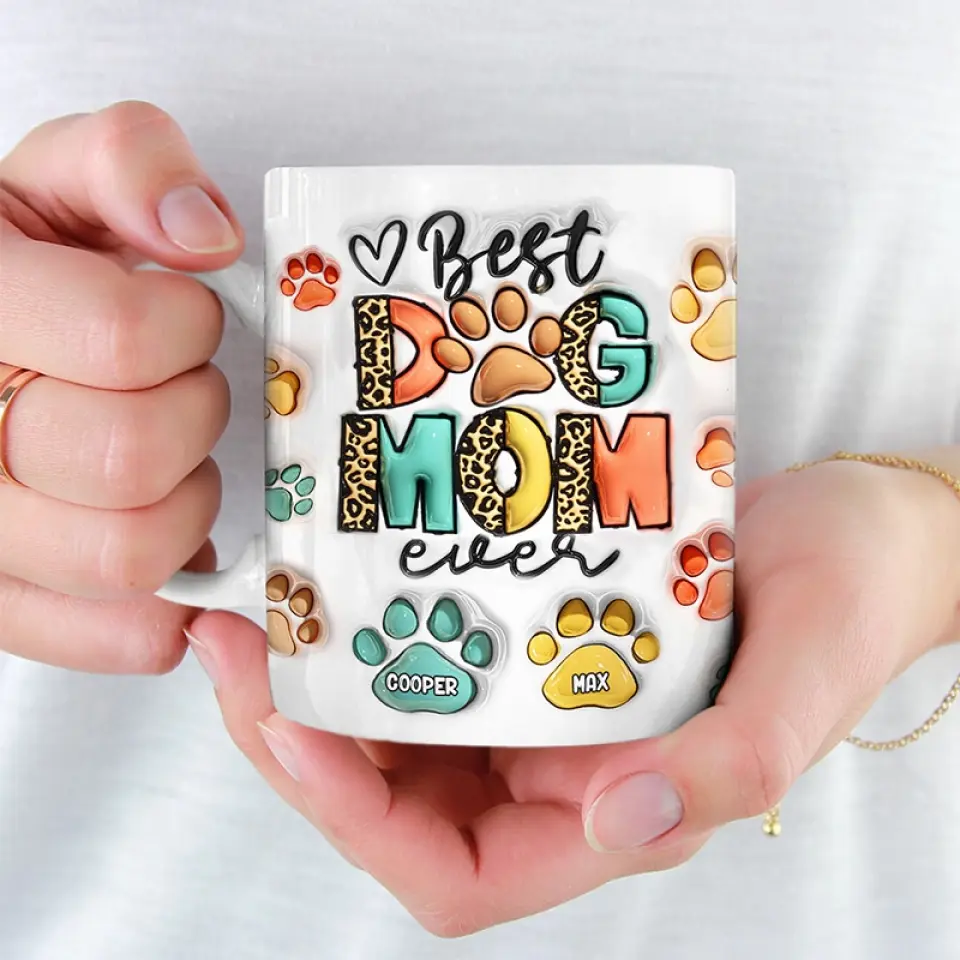Love Is A Wet Nose And A Wagging Tail - Dog & Cat Personalized Custom 3D Inflated Effect Printed Mug - Gift For Pet Owners, Pet Lovers - Image 3