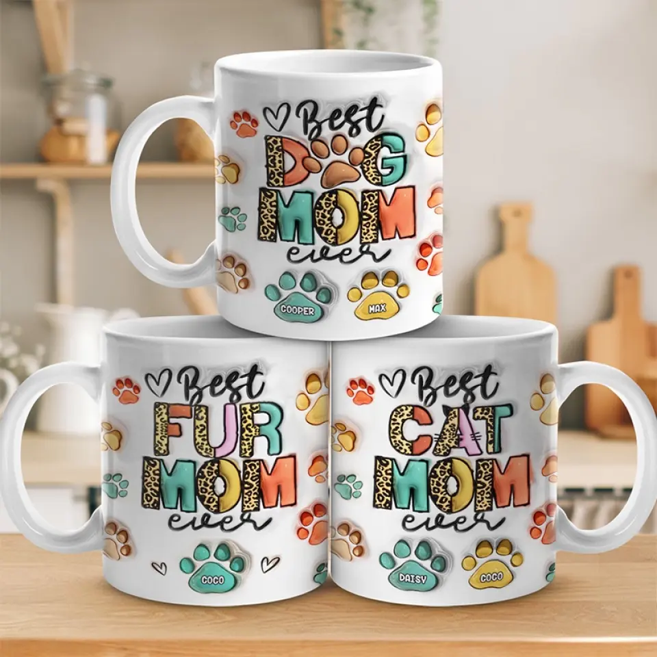 Love Is A Wet Nose And A Wagging Tail - Dog & Cat Personalized Custom 3D Inflated Effect Printed Mug - Gift For Pet Owners, Pet Lovers - Image 4