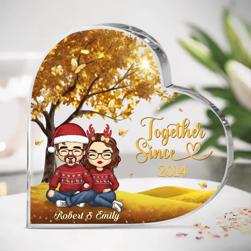Love Is Best Shared As A Couple
 - Couple Personalized Custom Heart Shaped Acrylic Plaque - Christmas Gift For Husband Wife, Anniversary - Image 2