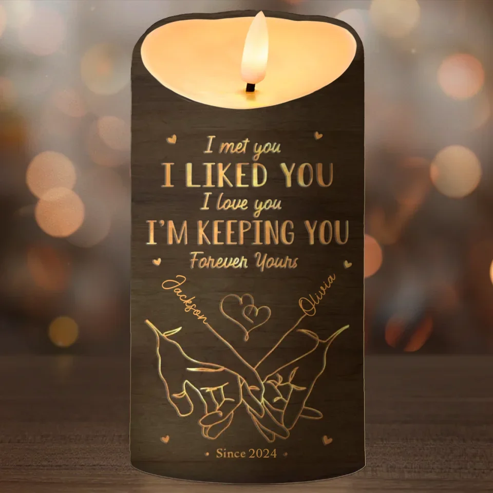Love Is In Every Touch - Couple Personalized Custom LED Candle - Christmas Gift For Husband Wife, Anniversary - Image 2