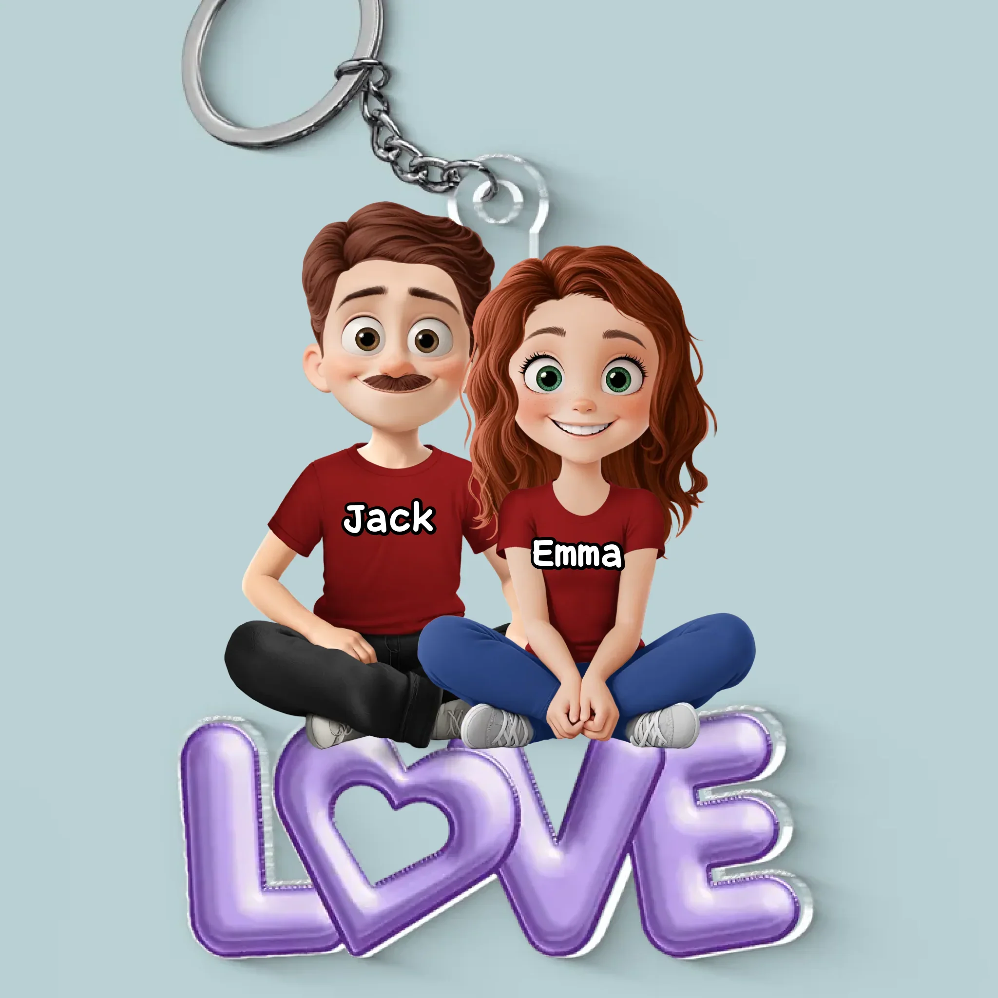 Love Is Sharing Your Popcorn - Couple Personalized Custom Shaped Acrylic Keychain - Gift For Husband Wife, Anniversary - Image 2