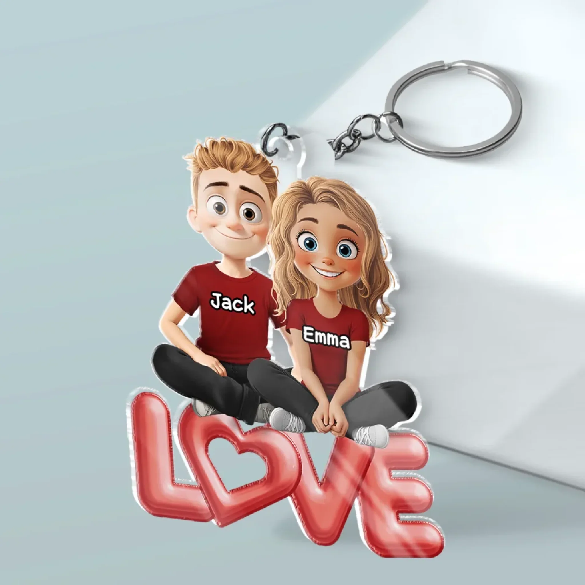 Love Is Sharing Your Popcorn - Couple Personalized Custom Shaped Acrylic Keychain - Gift For Husband Wife, Anniversary - Image 3