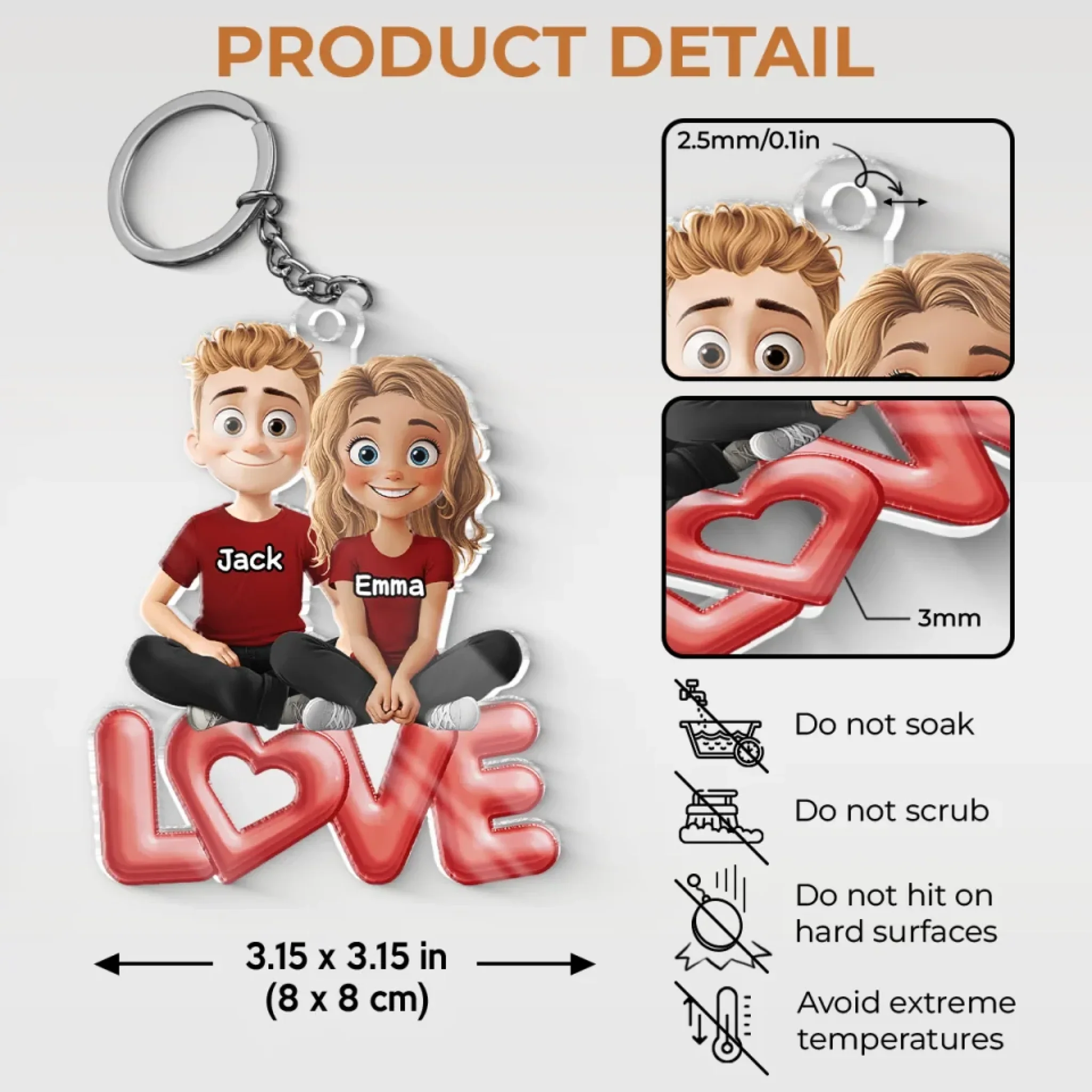 Love Is Sharing Your Popcorn - Couple Personalized Custom Shaped Acrylic Keychain - Gift For Husband Wife, Anniversary - Image 5