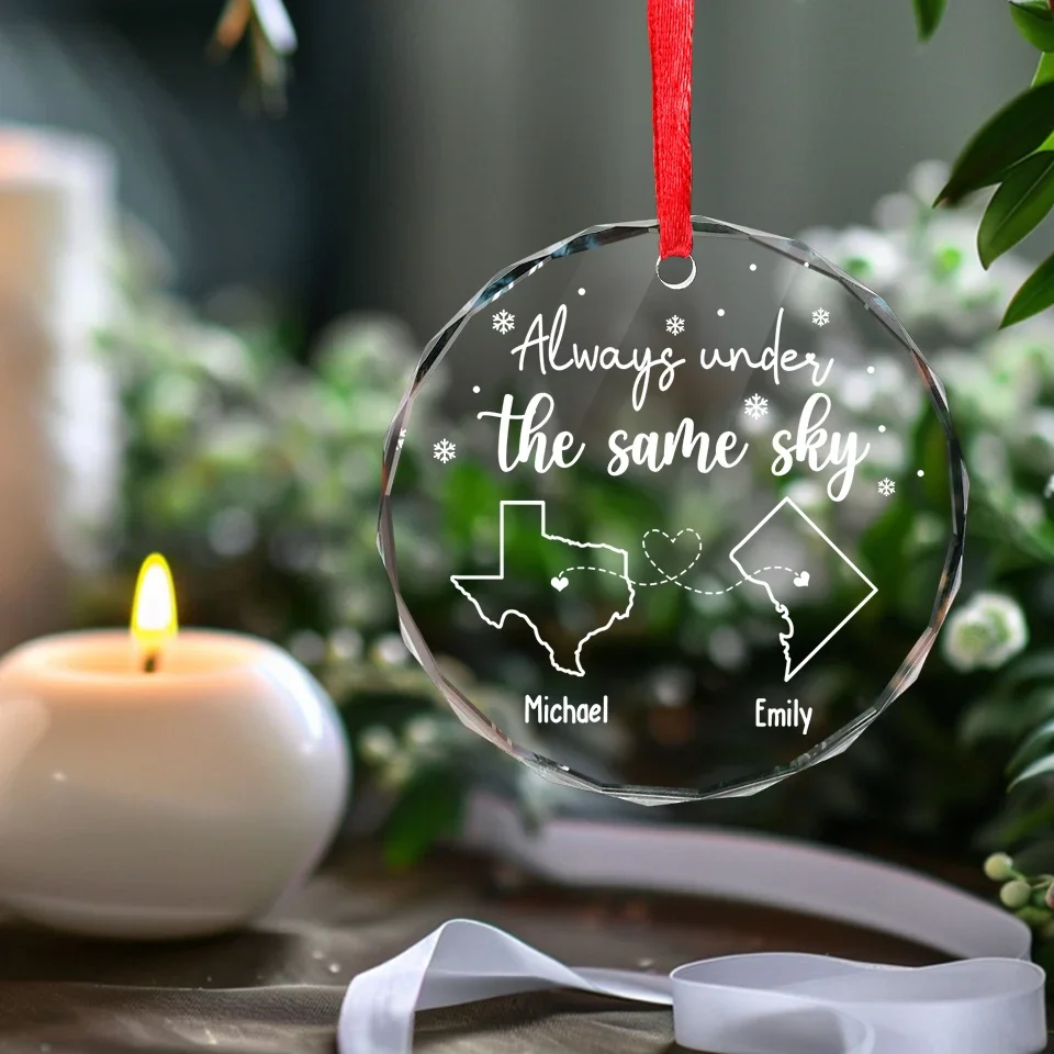 Love Knows No Borders - Couple Personalized Custom Circle Glass Ornament - Christmas Gift For Husband Wife, Anniversary - Image 5