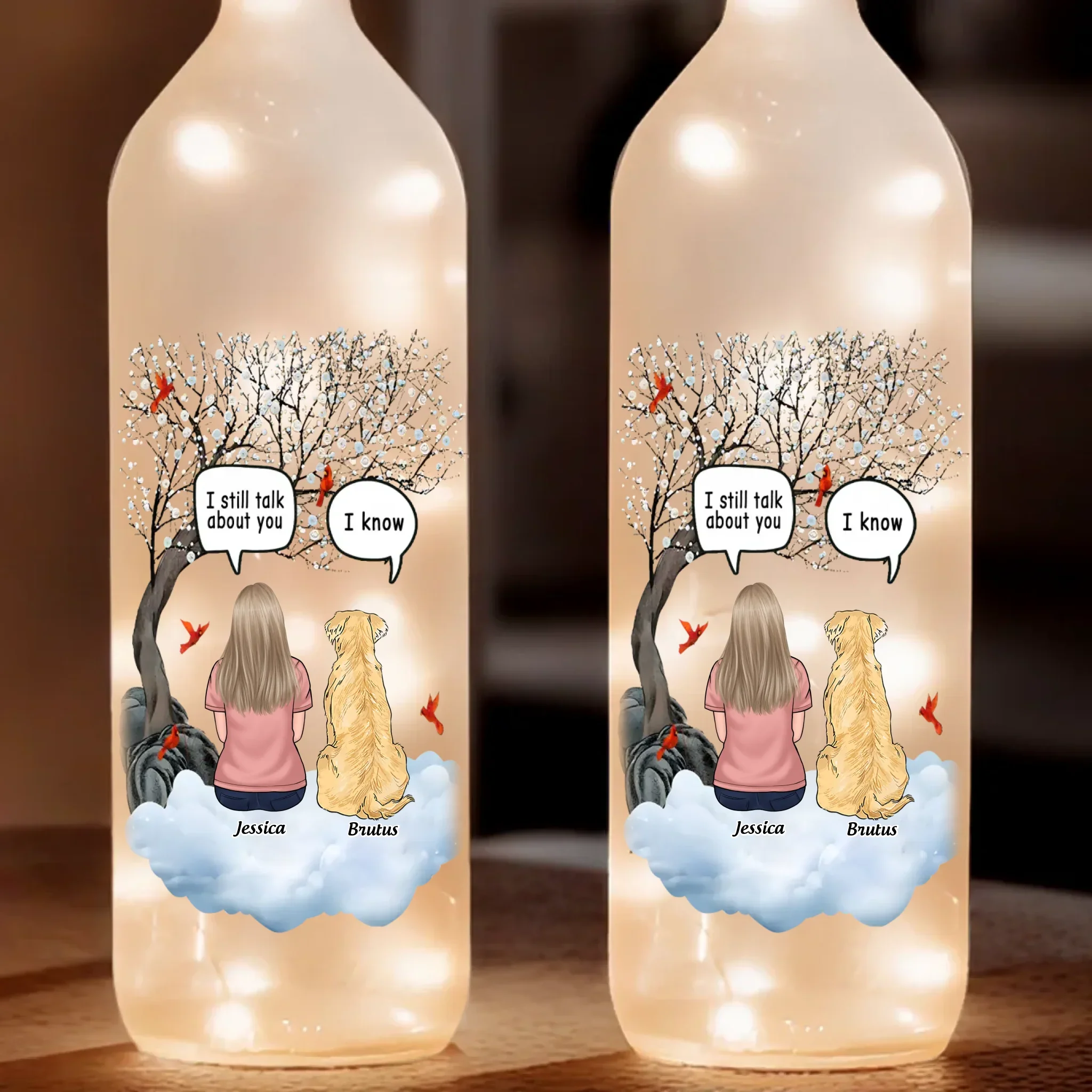 Love Knows No Goodbye - Memorial Personalized Custom Bottle Lamp - Sympathy Gift For Pet Owners, Pet Lovers - Image 2