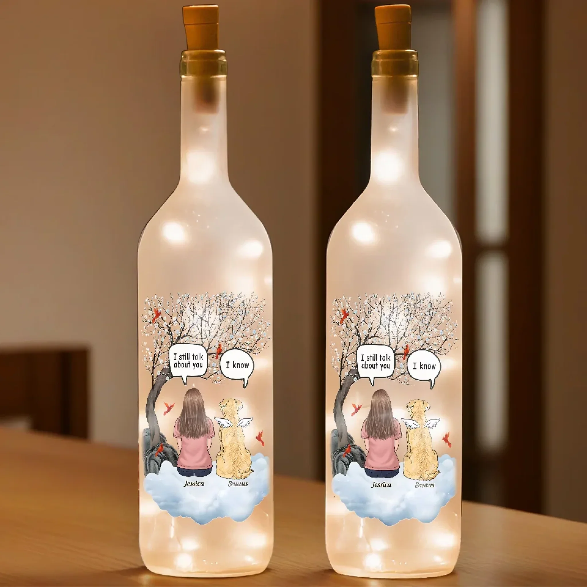Love Knows No Goodbye - Memorial Personalized Custom Bottle Lamp - Sympathy Gift For Pet Owners, Pet Lovers - Image 3