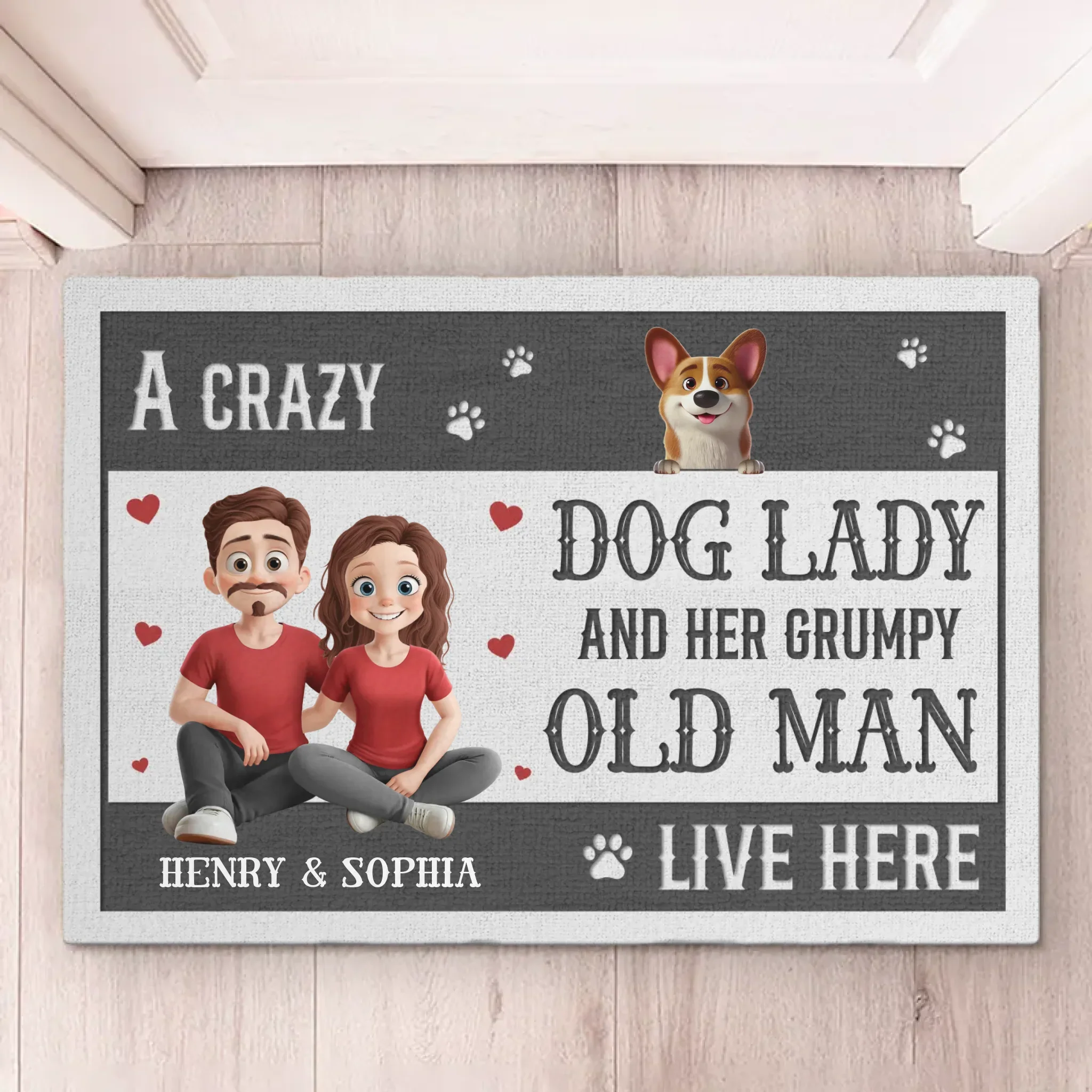 Love, Laughter And Wagging Tails - Dog Personalized Custom Home Decor Decorative Mat - House Warming Gift For Pet Owners, Pet Lovers - Image 2