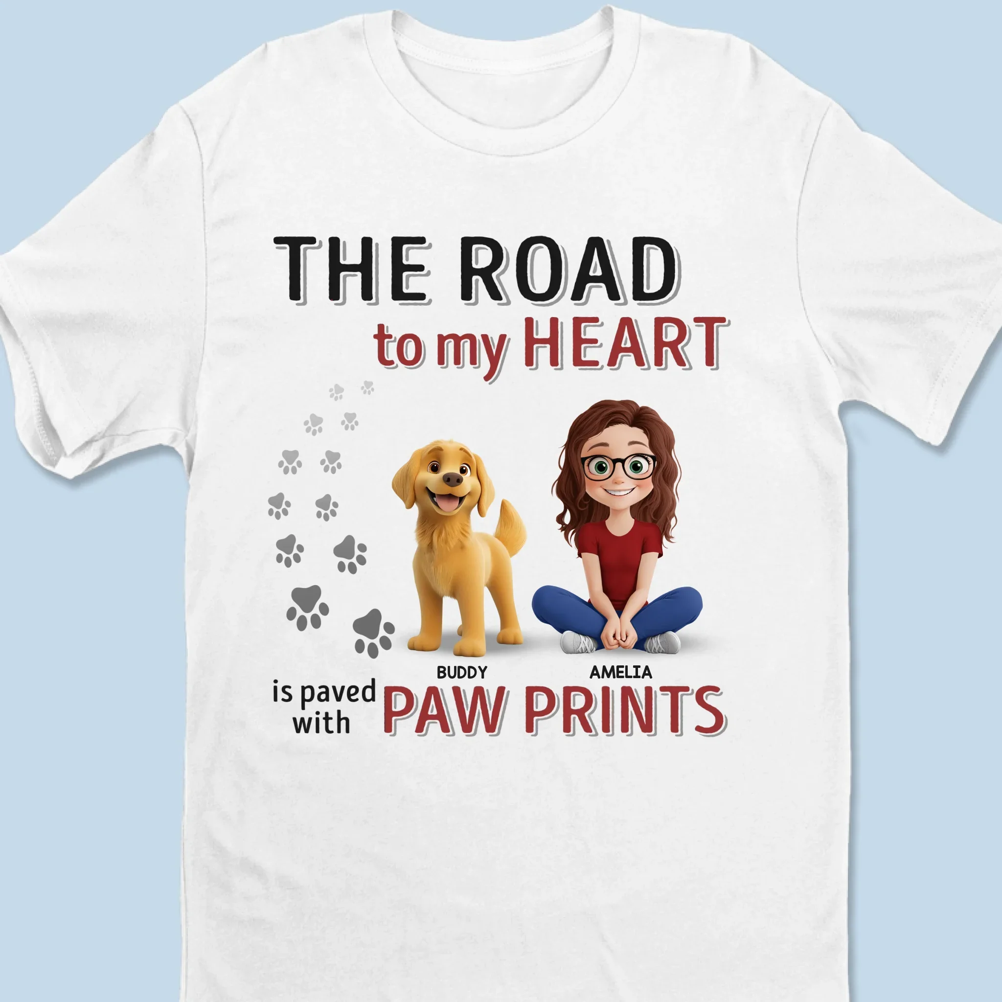 Love Leaves Paw Prints On My Heart - Dog Personalized Custom Unisex T-shirt, Premium T-shirt, Hoodie - Gift For Pet Owners, Pet Lovers - Image 6