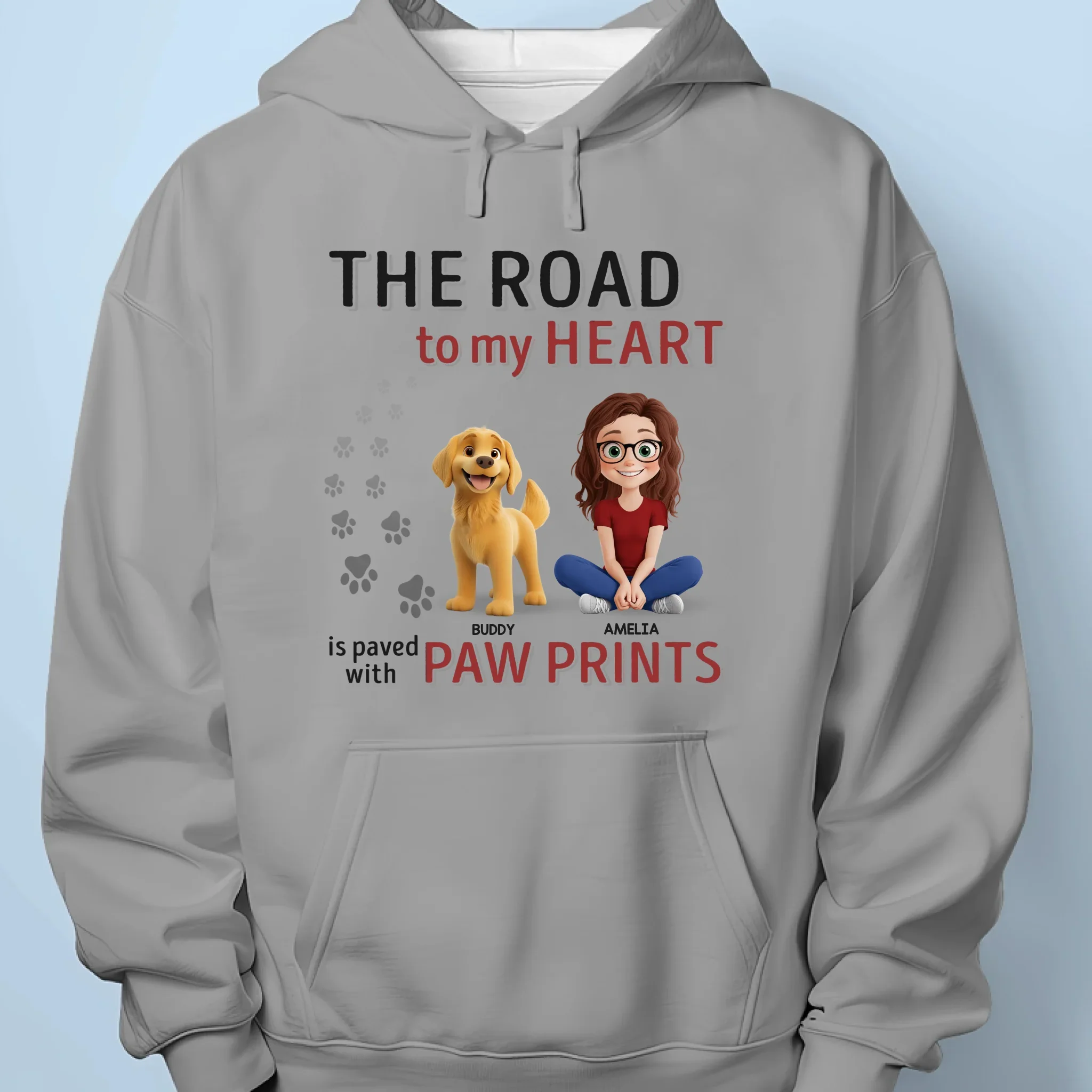 Love Leaves Paw Prints On My Heart - Dog Personalized Custom Unisex T-shirt, Premium T-shirt, Hoodie - Gift For Pet Owners, Pet Lovers - Image 7