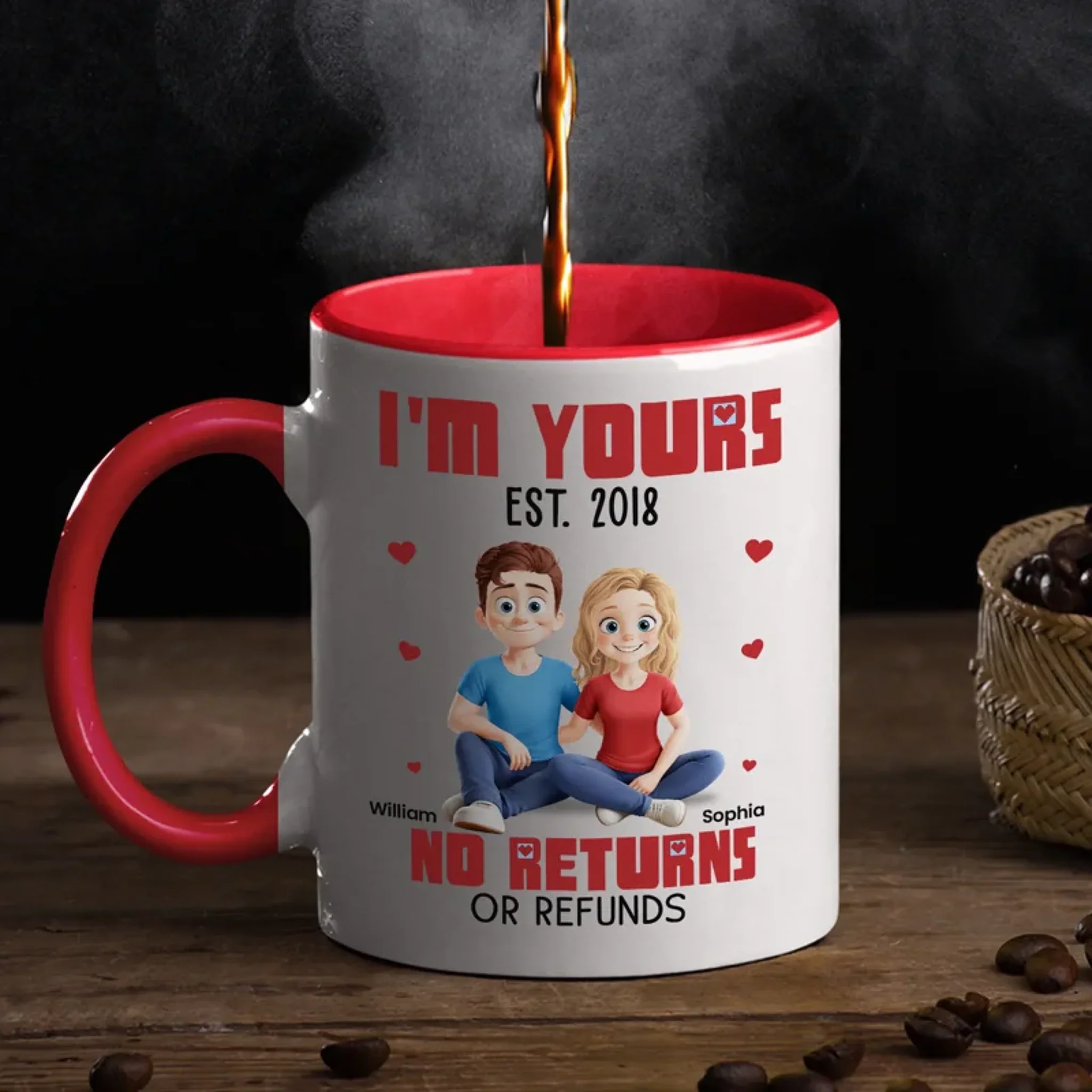 Love Locked, No Escape Route - Couple Personalized Custom Accent Mug - Gift For Husband Wife, Anniversary - Image 3