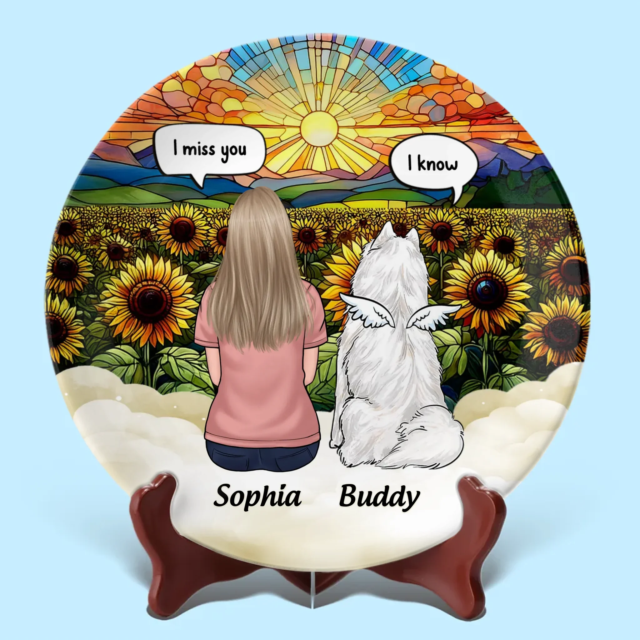 Love Never Fades, It Only Grows Stronger - Memorial Personalized Custom Ceramic Plate - Sympathy Gift For Pet Owners, Pet Lovers - Image 2