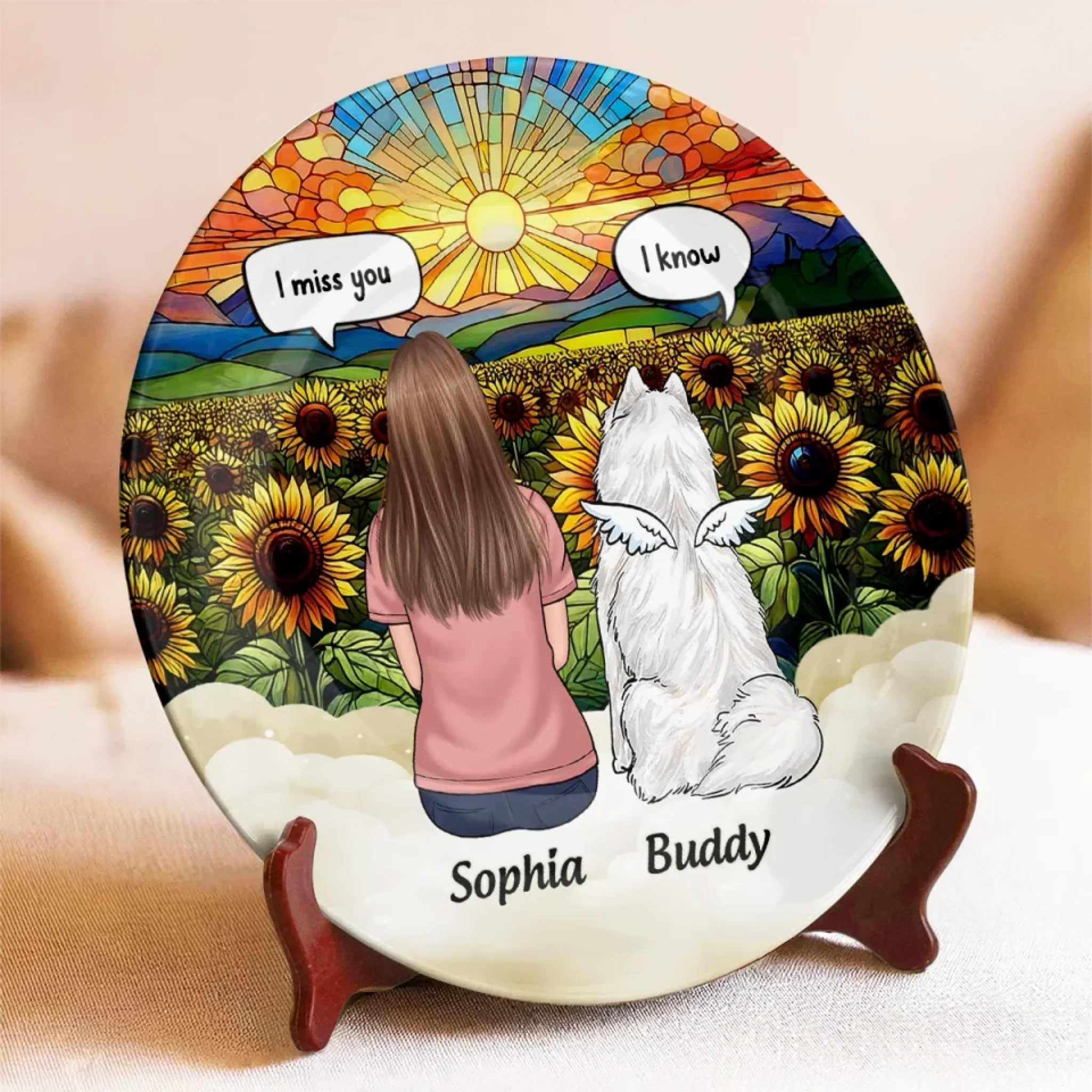 Love Never Fades, It Only Grows Stronger - Memorial Personalized Custom Ceramic Plate - Sympathy Gift For Pet Owners, Pet Lovers - Image 3