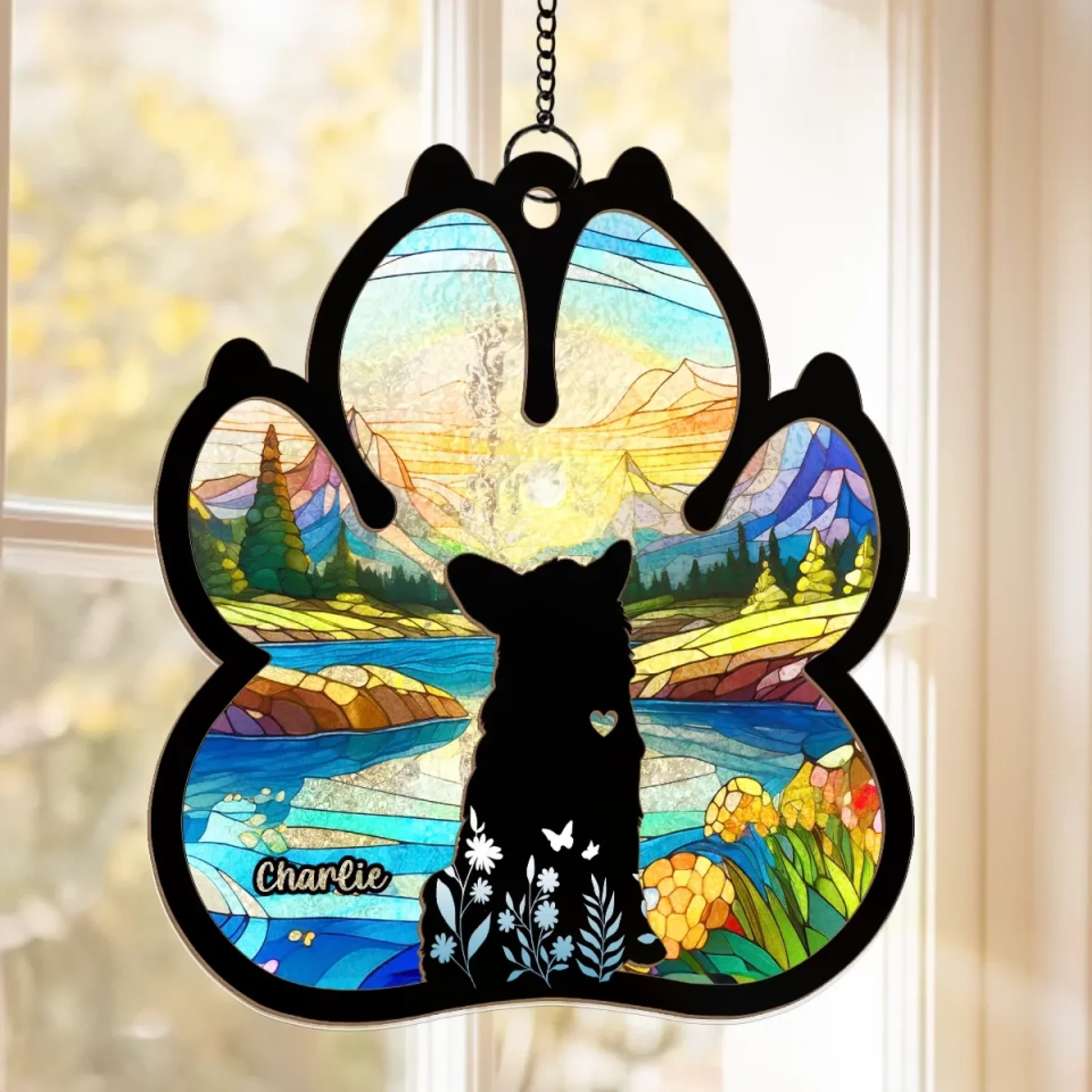 Love Never Fades - Memorial Personalized Window Hanging Suncatcher Ornament - Sympathy Gift For Pet Owners, Pet Lovers - Image 3