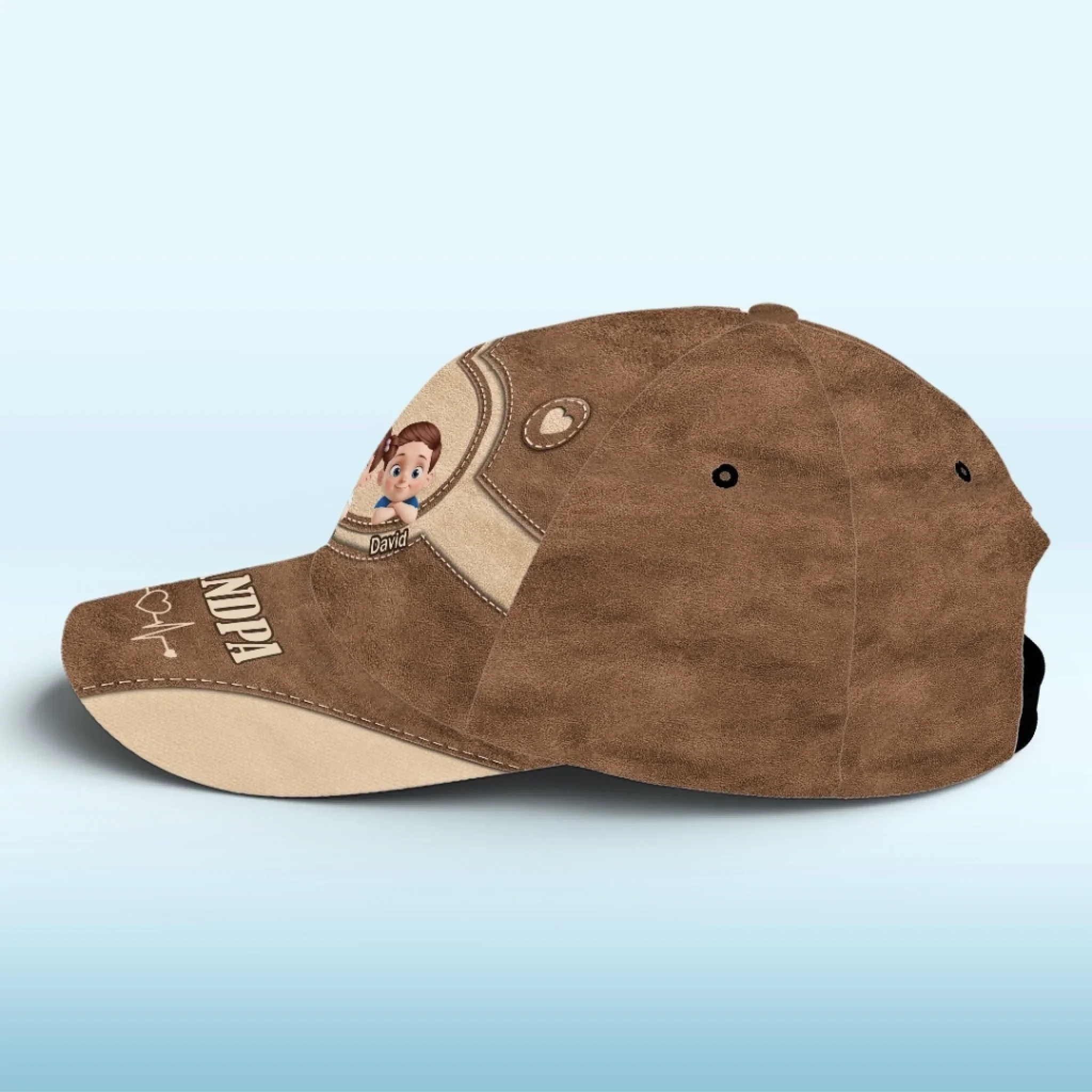 Love Runs In This Cap - Family Personalized Custom Hat, All Over Print Classic Cap - Father's Day, Gift For Dad, Grandpa - Image 5