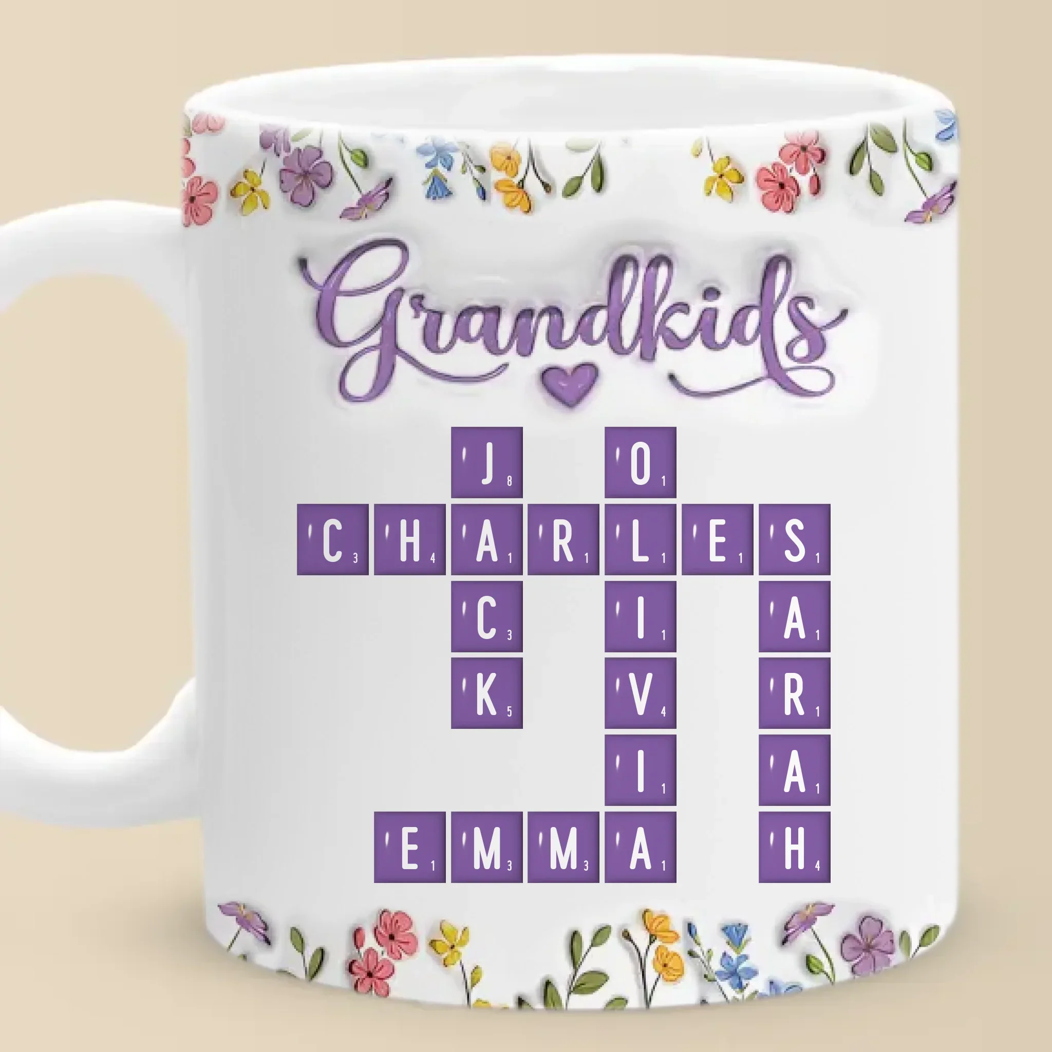 Love Stitched In Every Name - Family Personalized Custom 3D Inflated Effect Printed Mug - Mother's Day, Gift For Mom, Grandma - Image 2