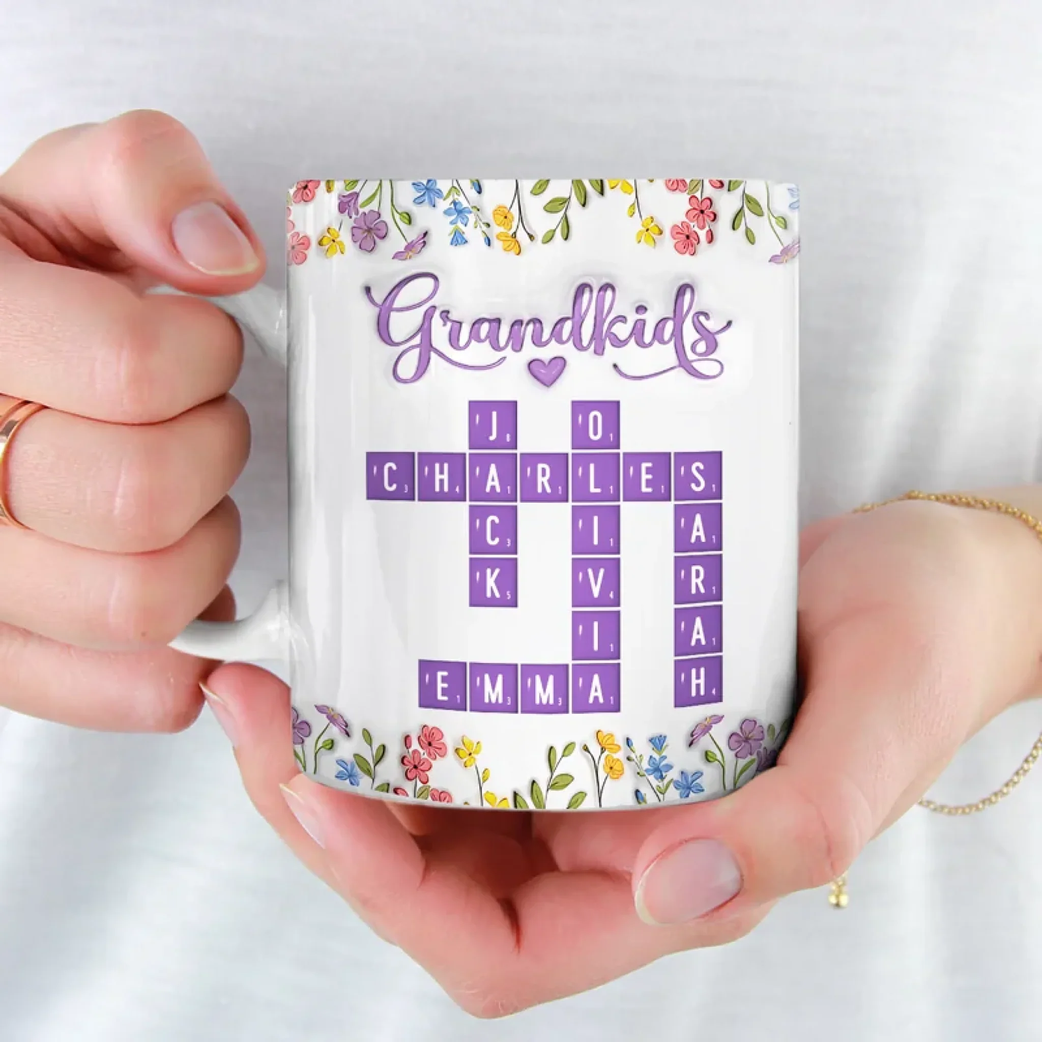 Love Stitched In Every Name - Family Personalized Custom 3D Inflated Effect Printed Mug - Mother's Day, Gift For Mom, Grandma - Image 4